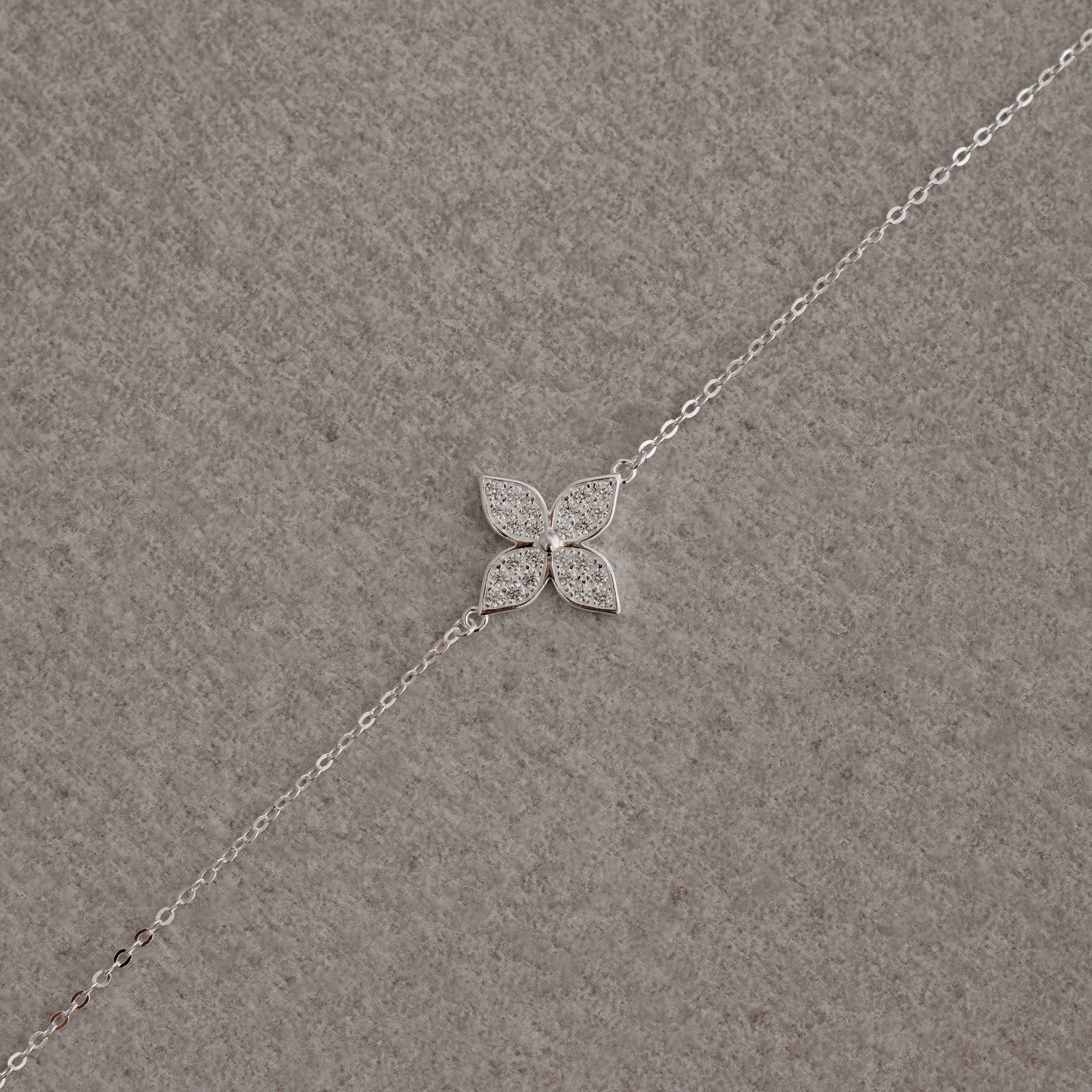 Pulseira entremeio flor cravejada 15mm 16+4cm