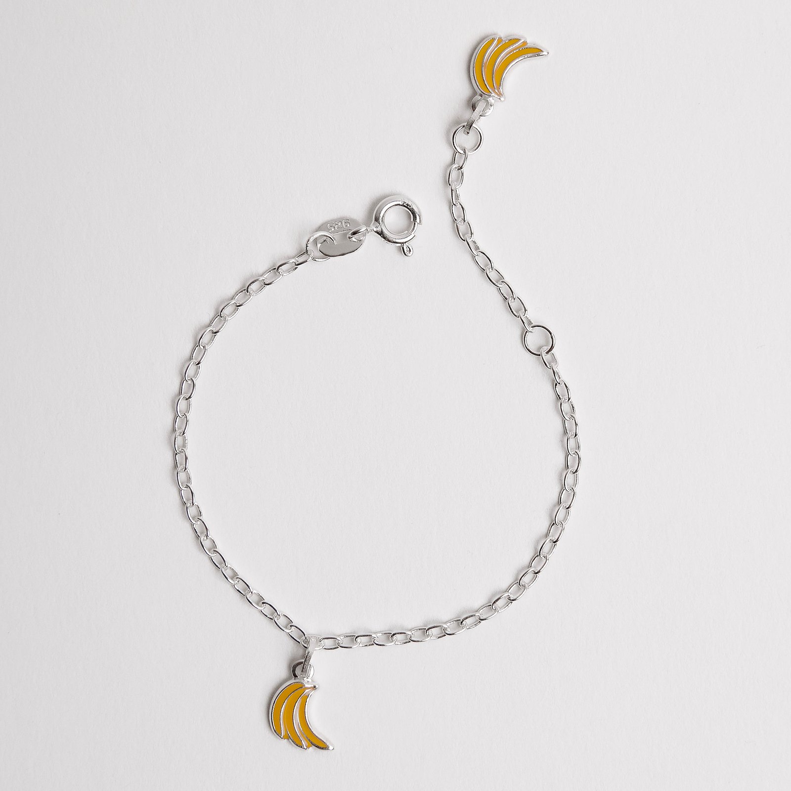 Pulseira infantil pingentes bananas resina 10mm