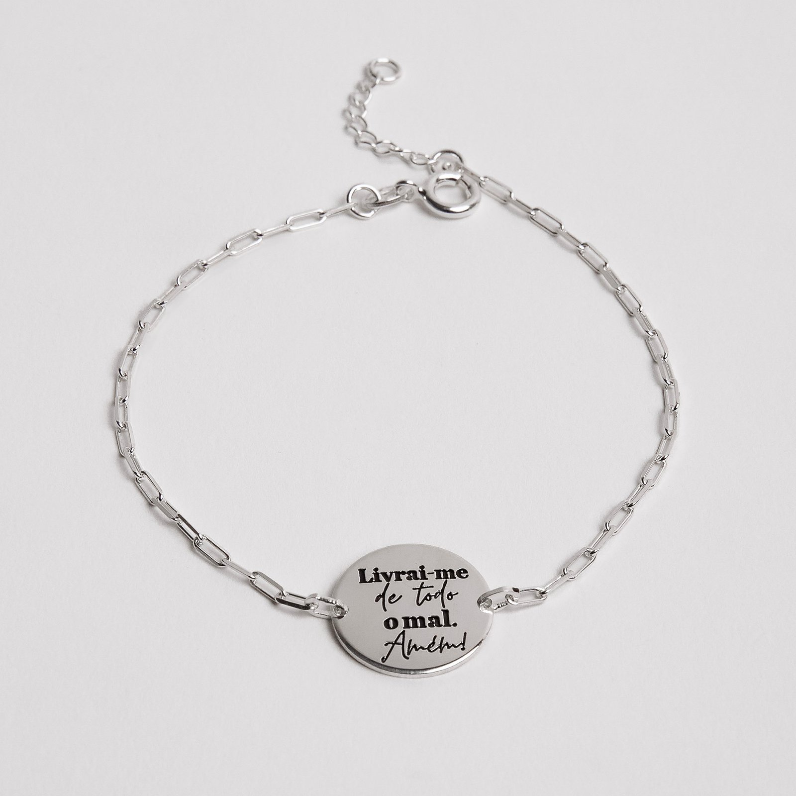 Pulseira entremeio medalha livrai-me de todo o mal Amém 15mm envelhecido corrente cartier