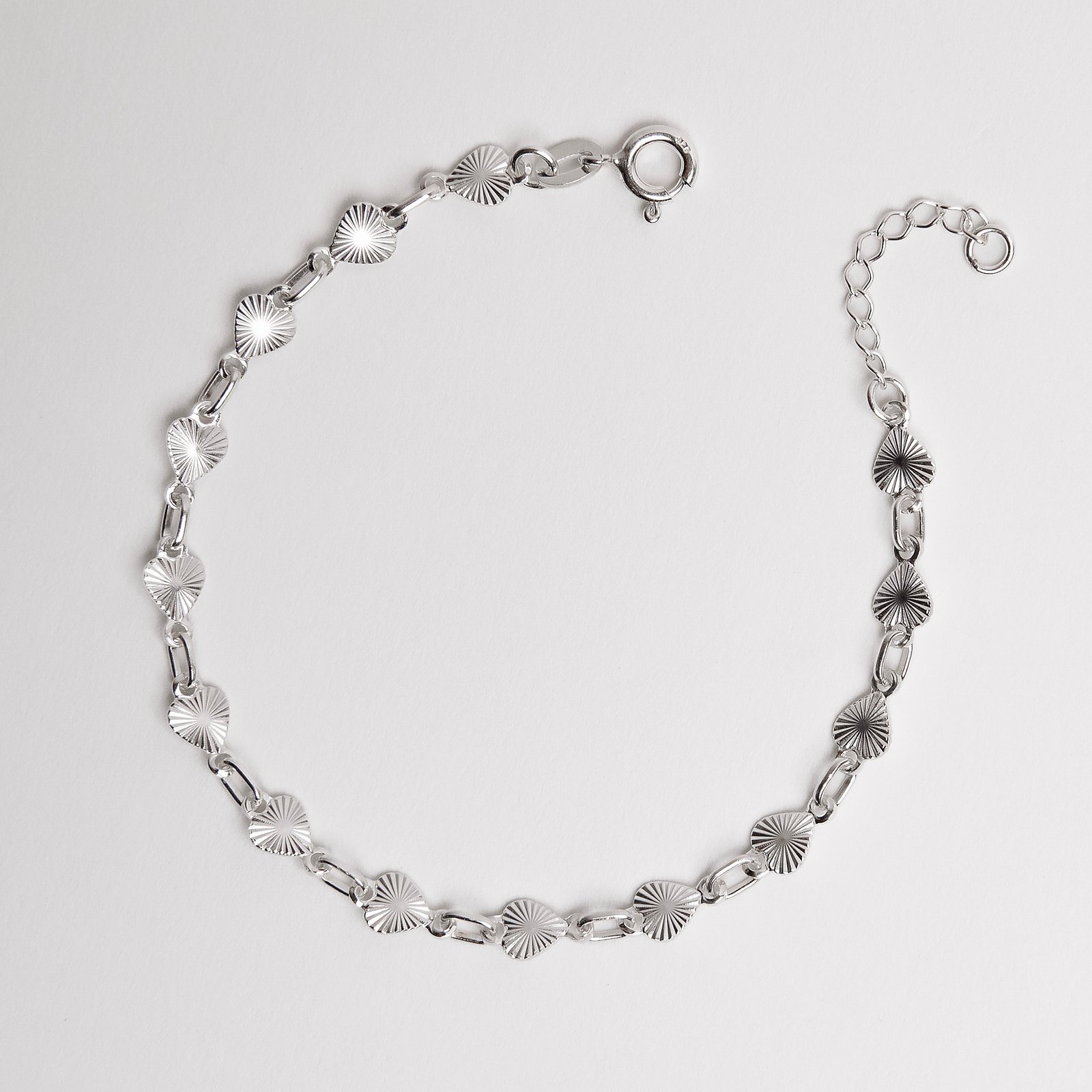 Pulseira entremeio corações com vinco 5mm