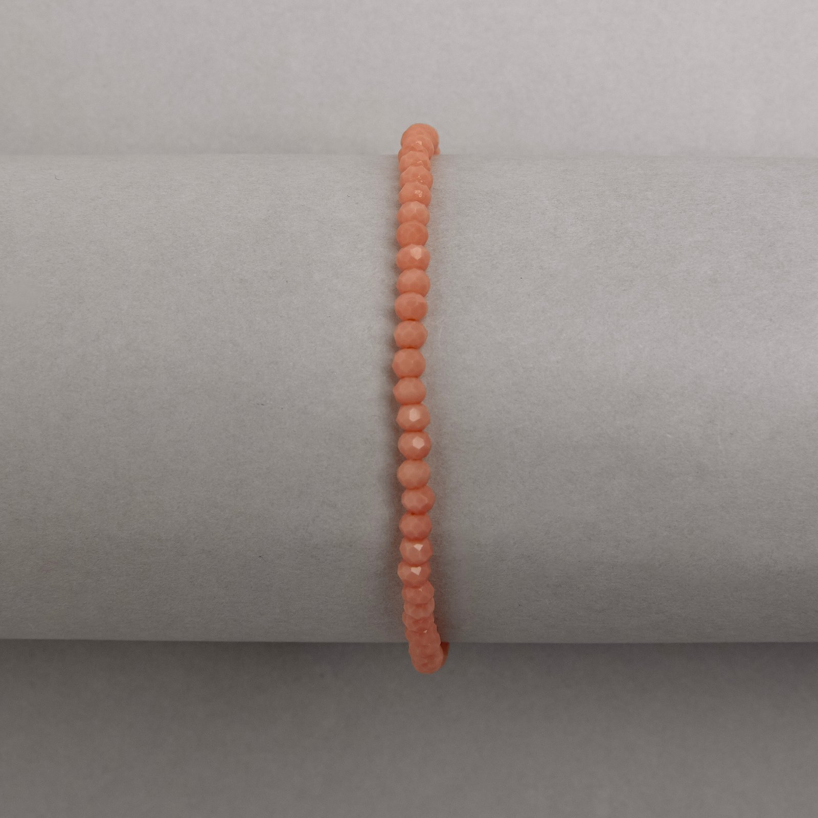Pulseira cristal salmão fosco claro 3mm 16cm com alongadora