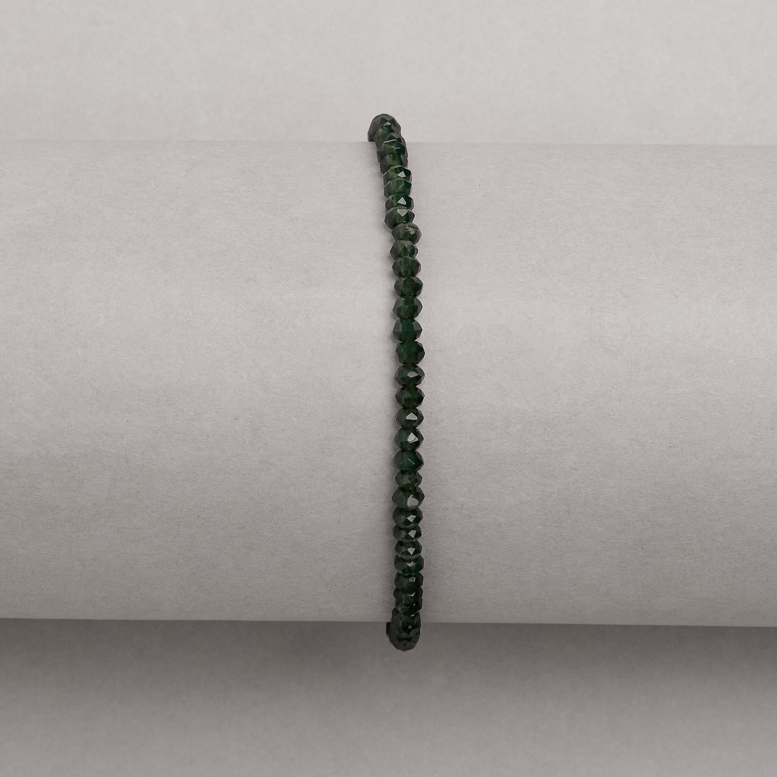 Pulseira cristal verde escuro 3mm 16cm com alongadora