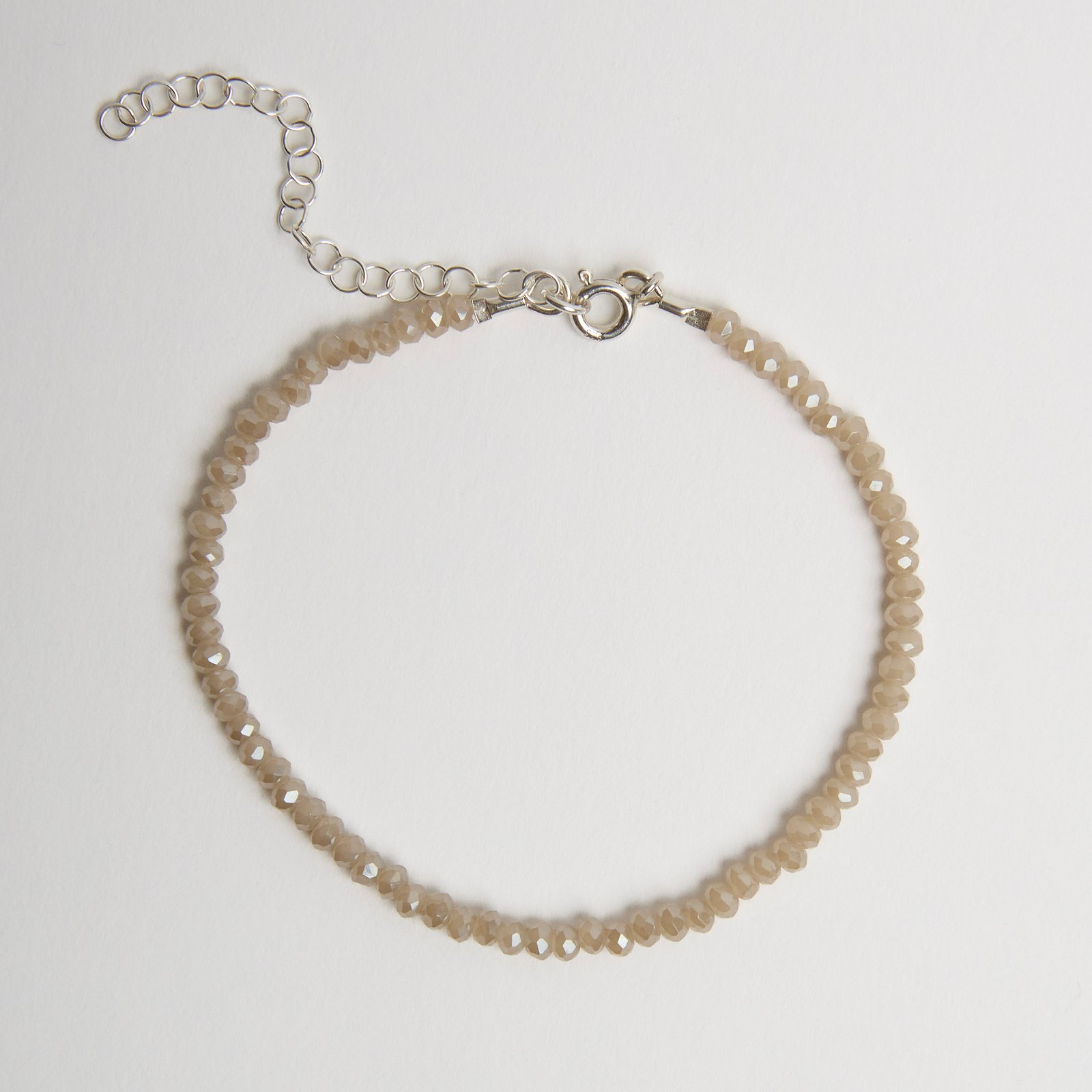 Pulseira cristal perolado champanhe 3mm 16cm com alongadora