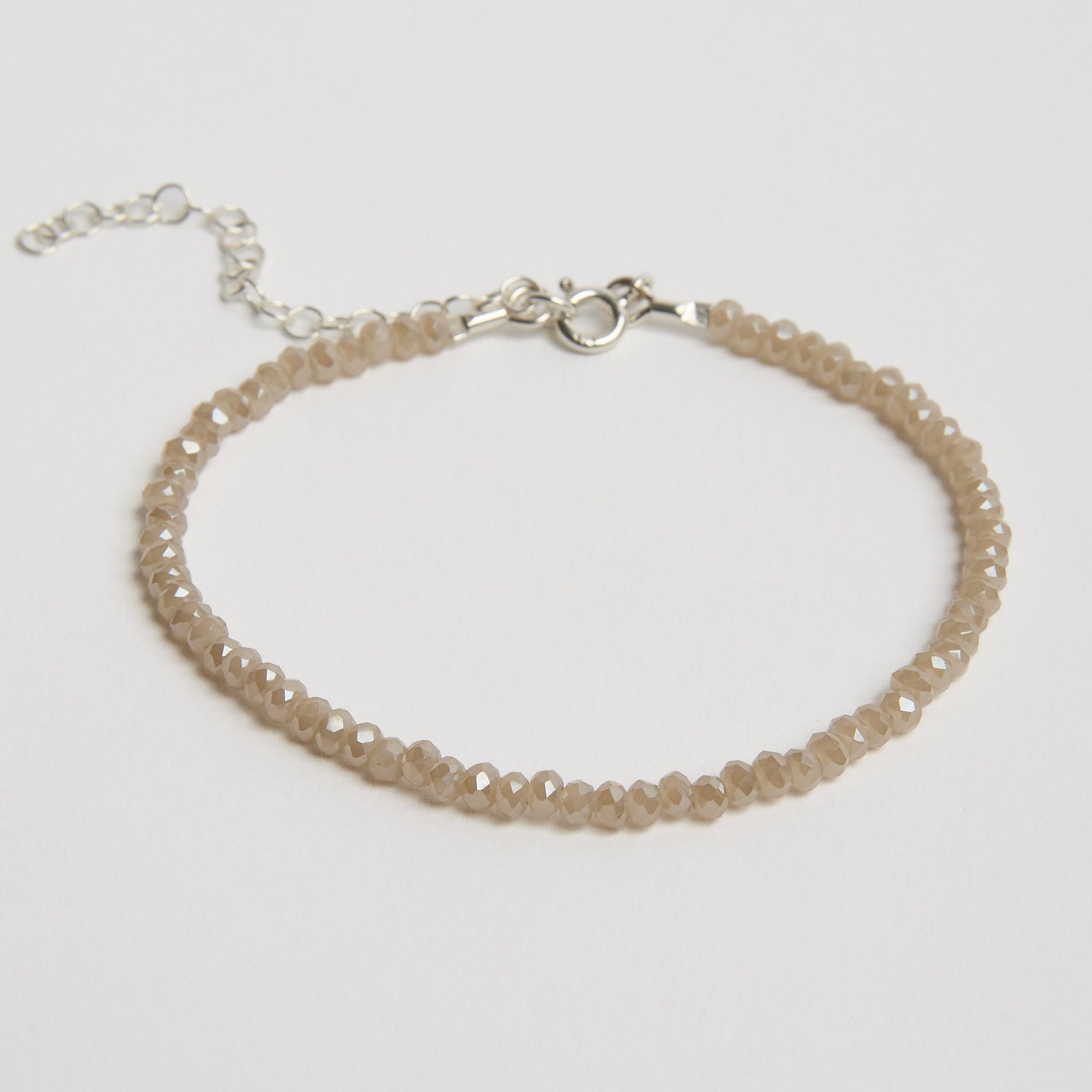 Pulseira cristal perolado champanhe 3mm 16cm com alongadora