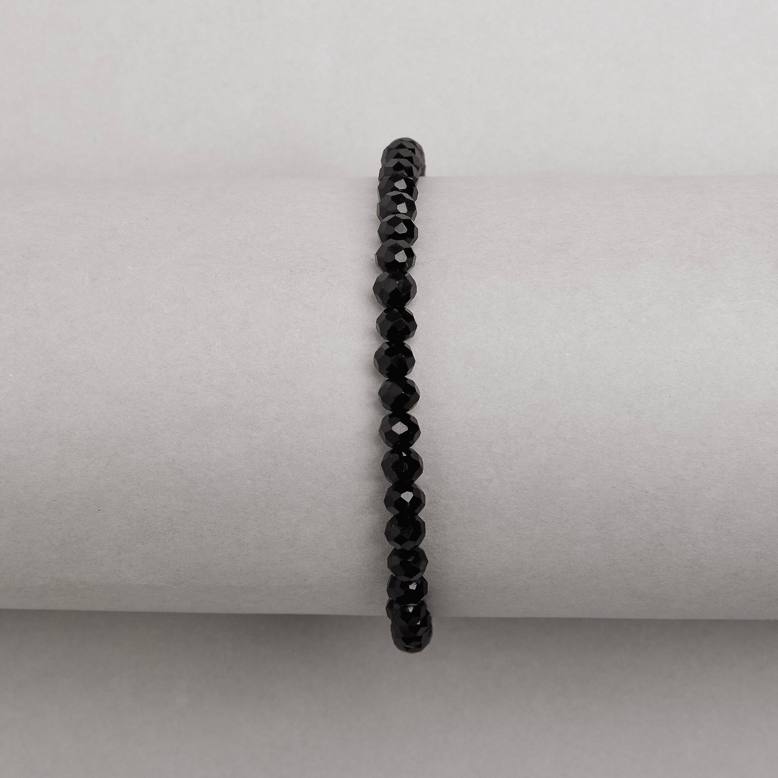 Pulseira cristal preto 4mm 16cm com alongadora