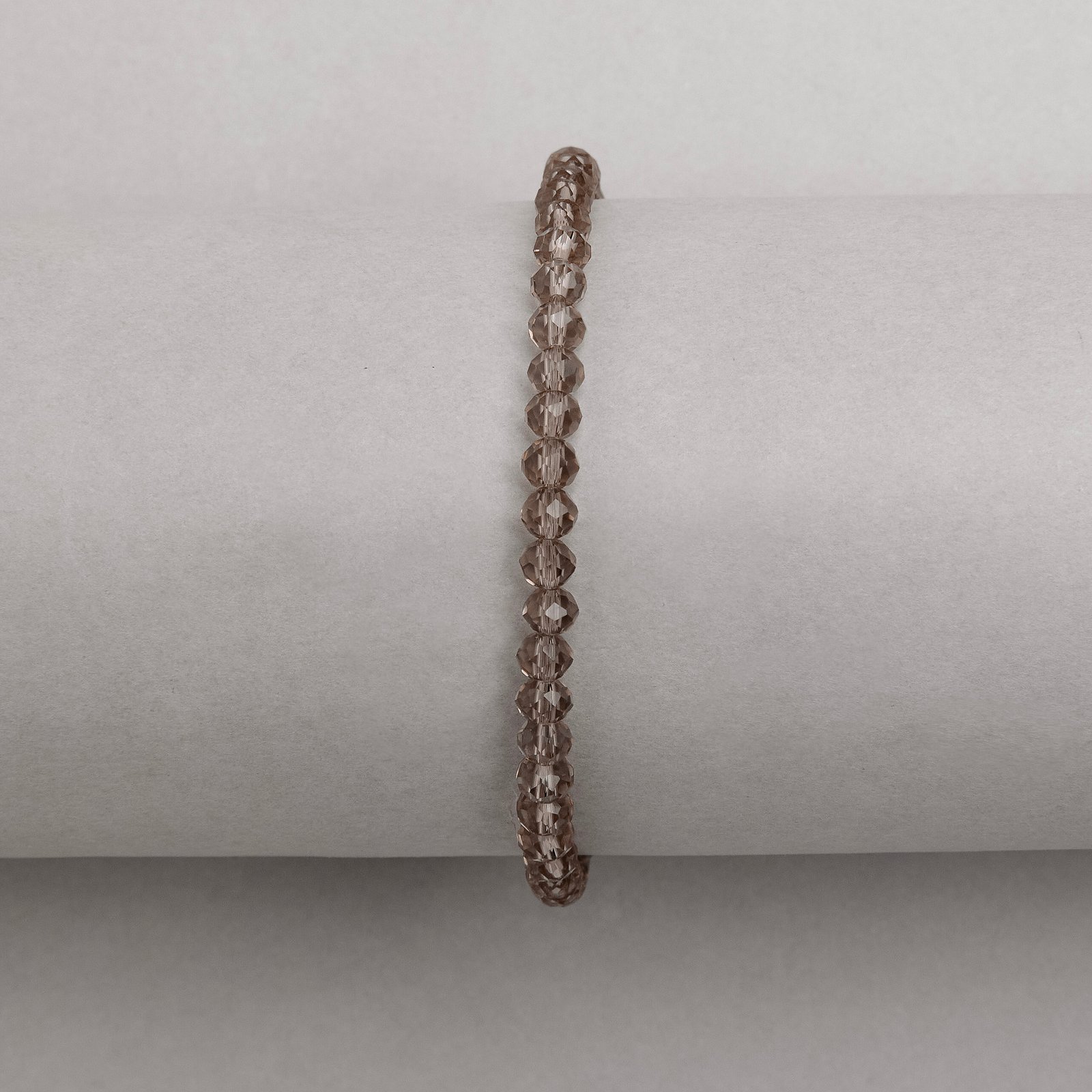 Pulseira cristal fumê transparente 4mm 16cm com alongadora