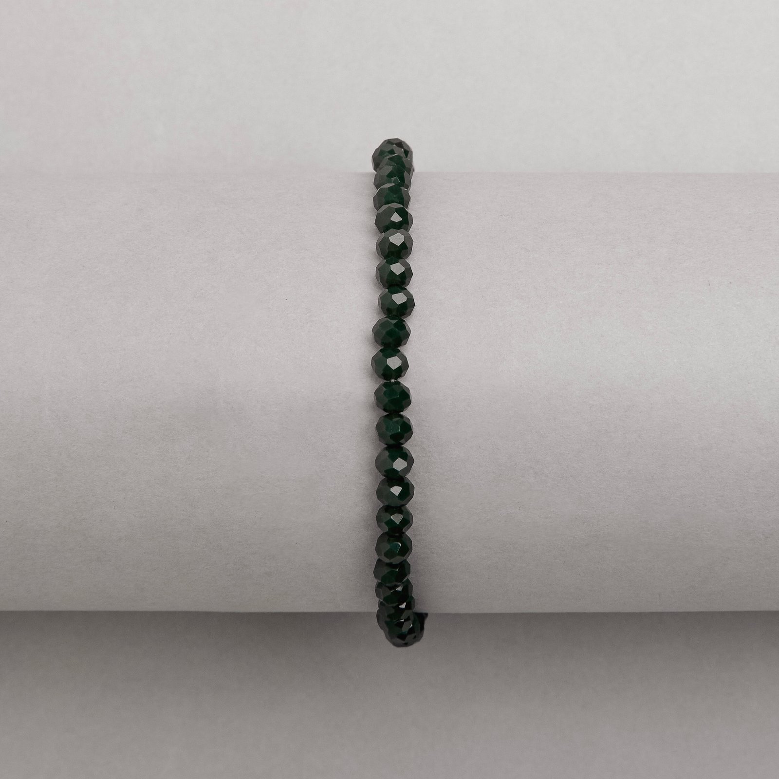 Pulseira cristal verde escuro 4mm 16cm com alongadora