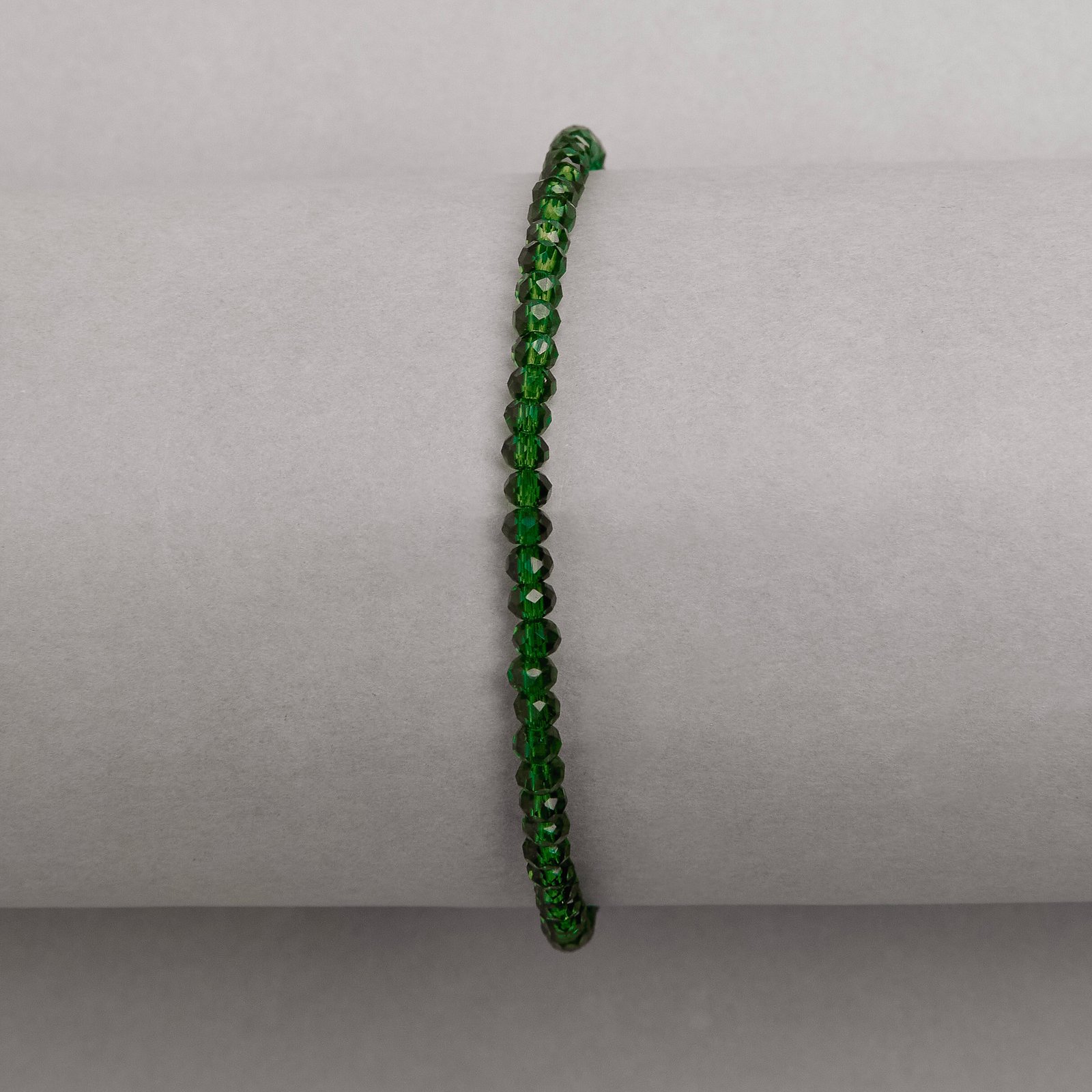 Pulseira cristal verde transparente 3mm 16cm com alongadora