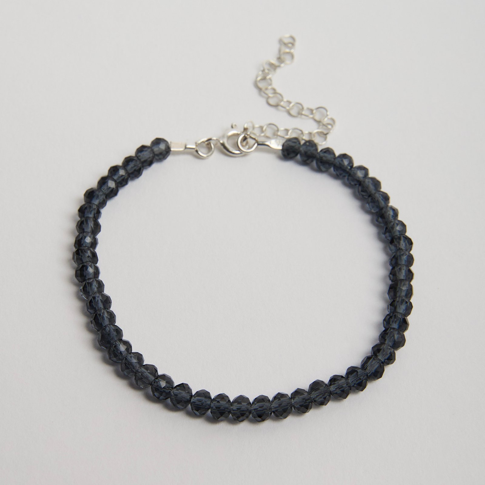 Pulseira cristal azul escuro transparente 4mm 16cm com alongadora