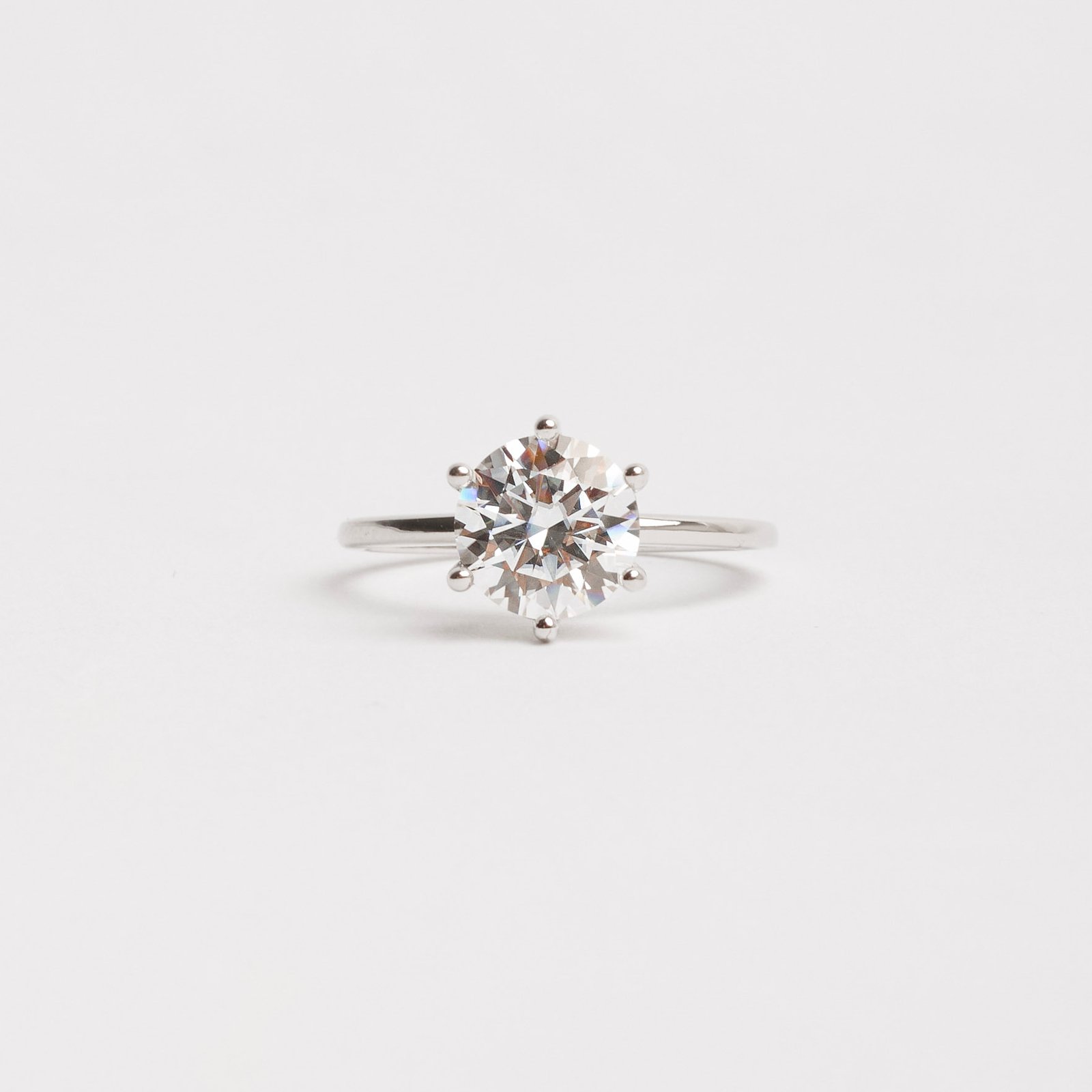 Anel solitário moissanite cristal 8mm ródio
