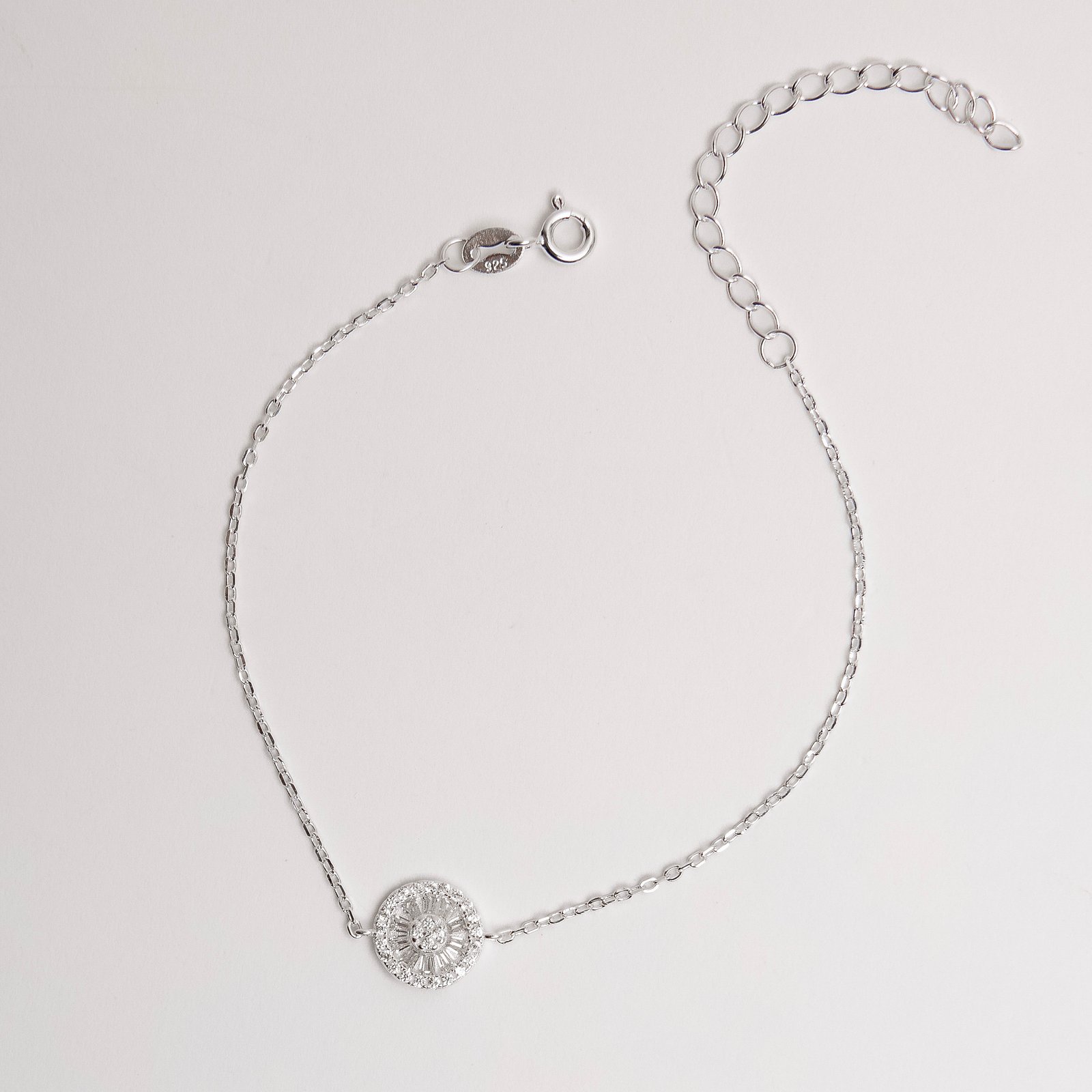 Pulseira entremeio botão cravejado 9mm corrente cadeado 16+5cm