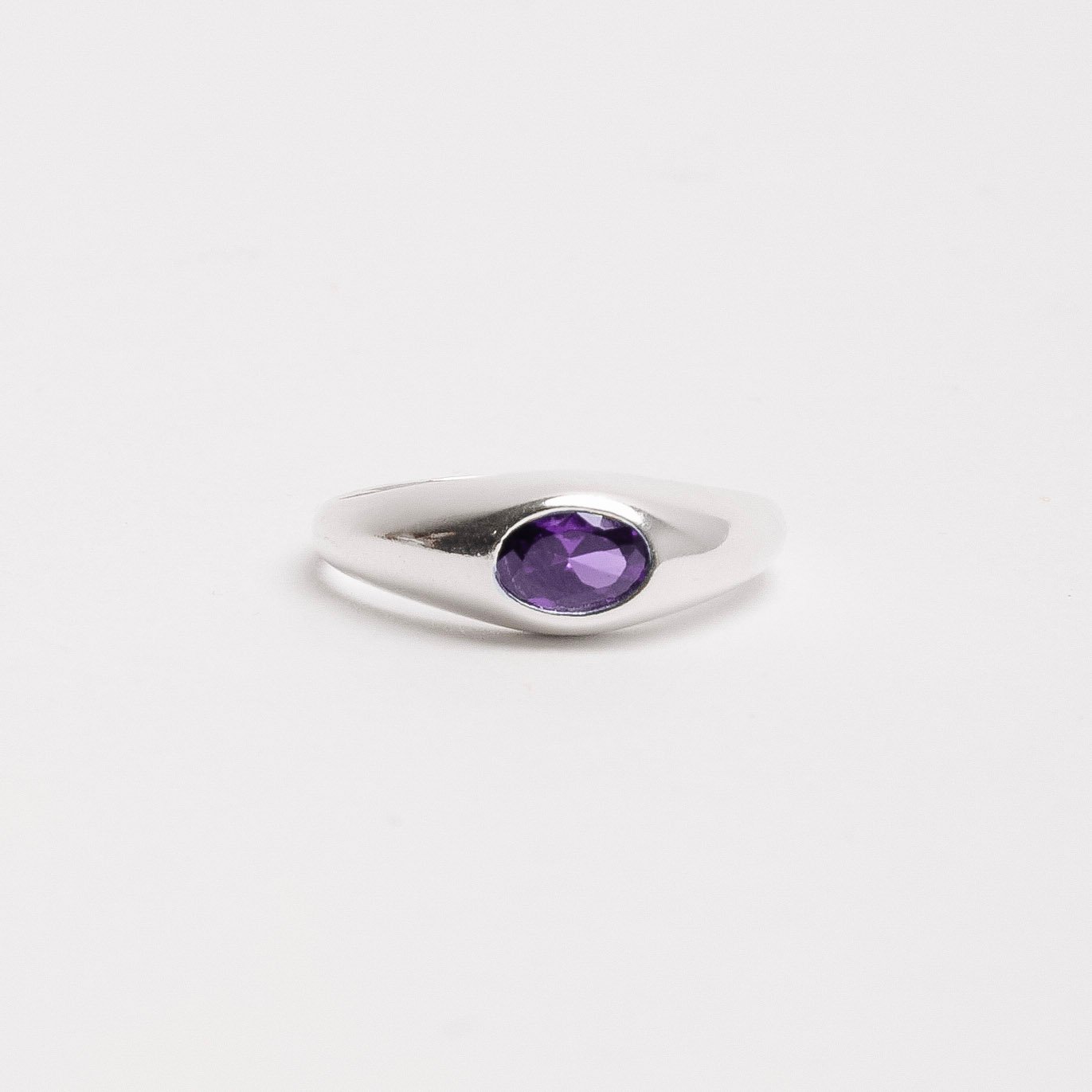 Anel zircônia oval ametista