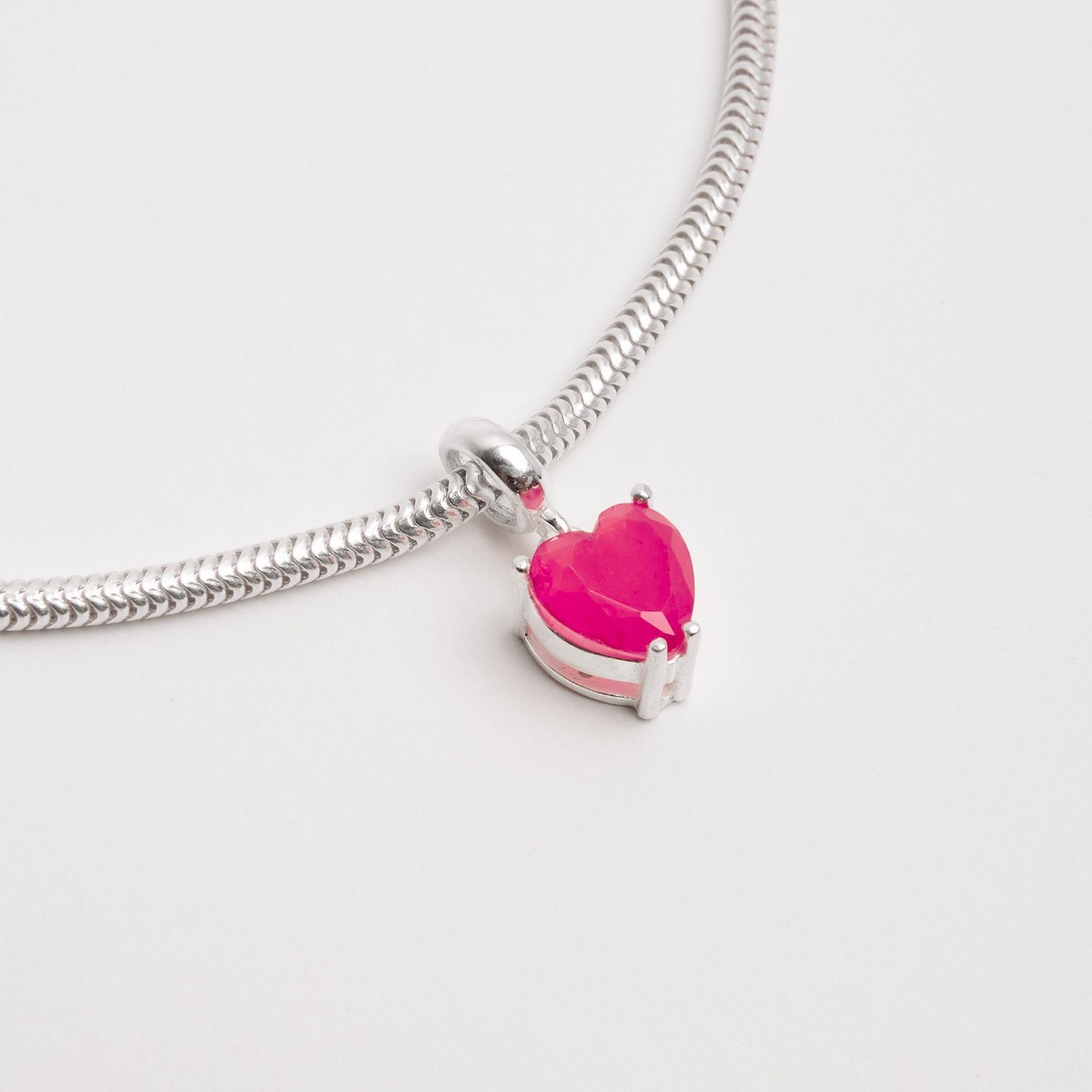 Berloque pingente zircônia coração pink leitoso fusion 8mm