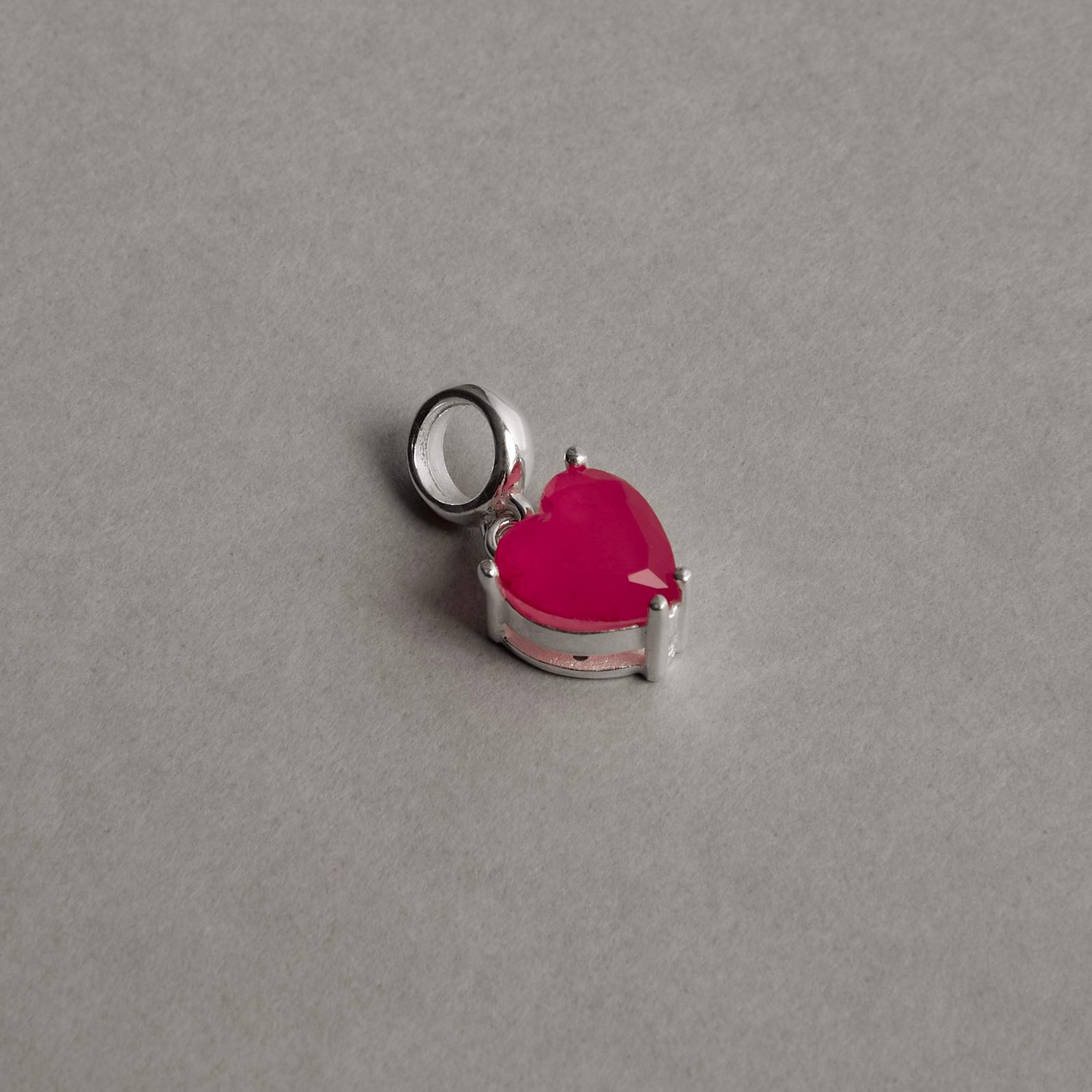 Berloque pingente zircônia coração pink leitoso fusion 8mm