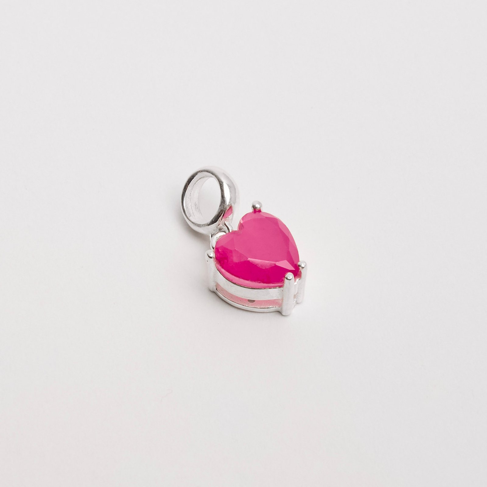 Berloque pingente zircônia coração pink leitoso fusion 8mm