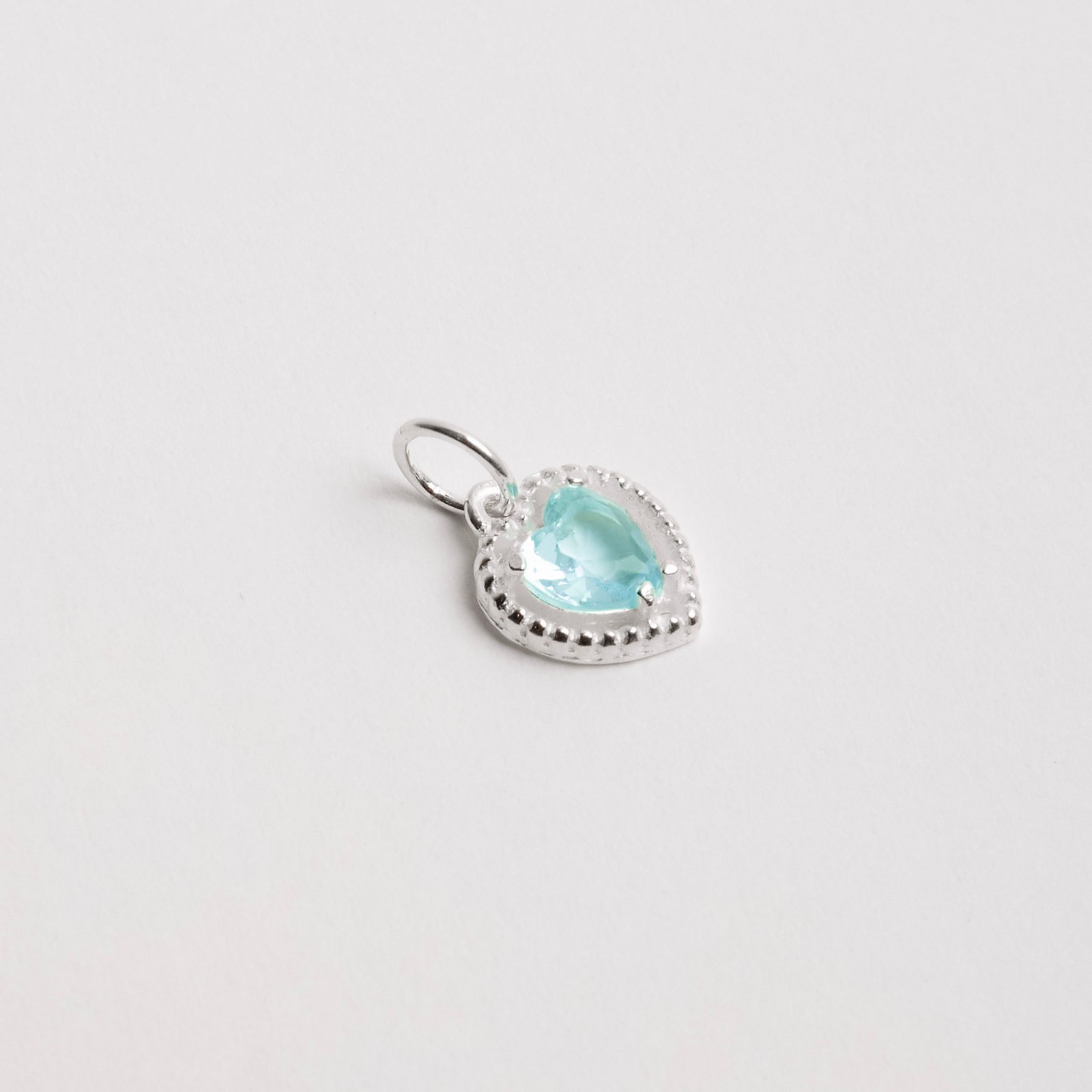 Pingente zircônia coração azul tiffany 6mm