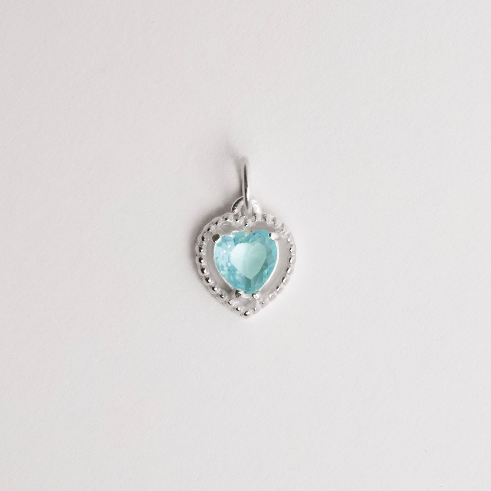 Pingente zircônia coração azul tiffany 6mm