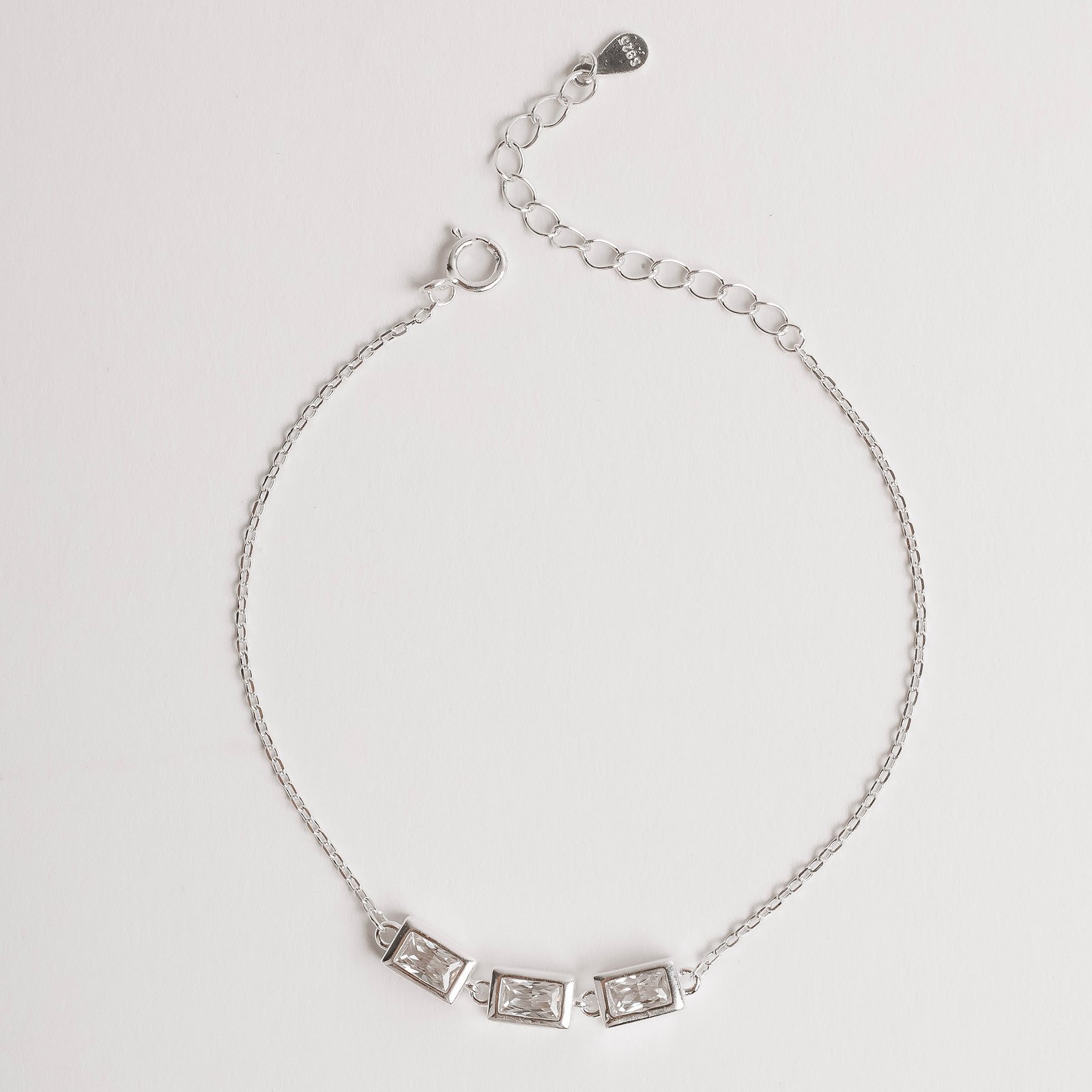 Pulseira entremeio zircônias retangulares 5mm 16+4cm