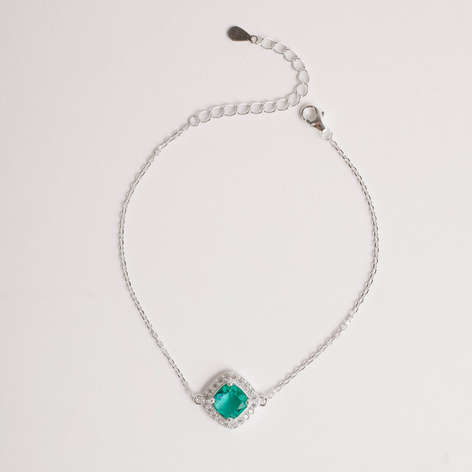 Pulseira entremeio zircônia losango turmalina com cravejado 12mm 16+4cm