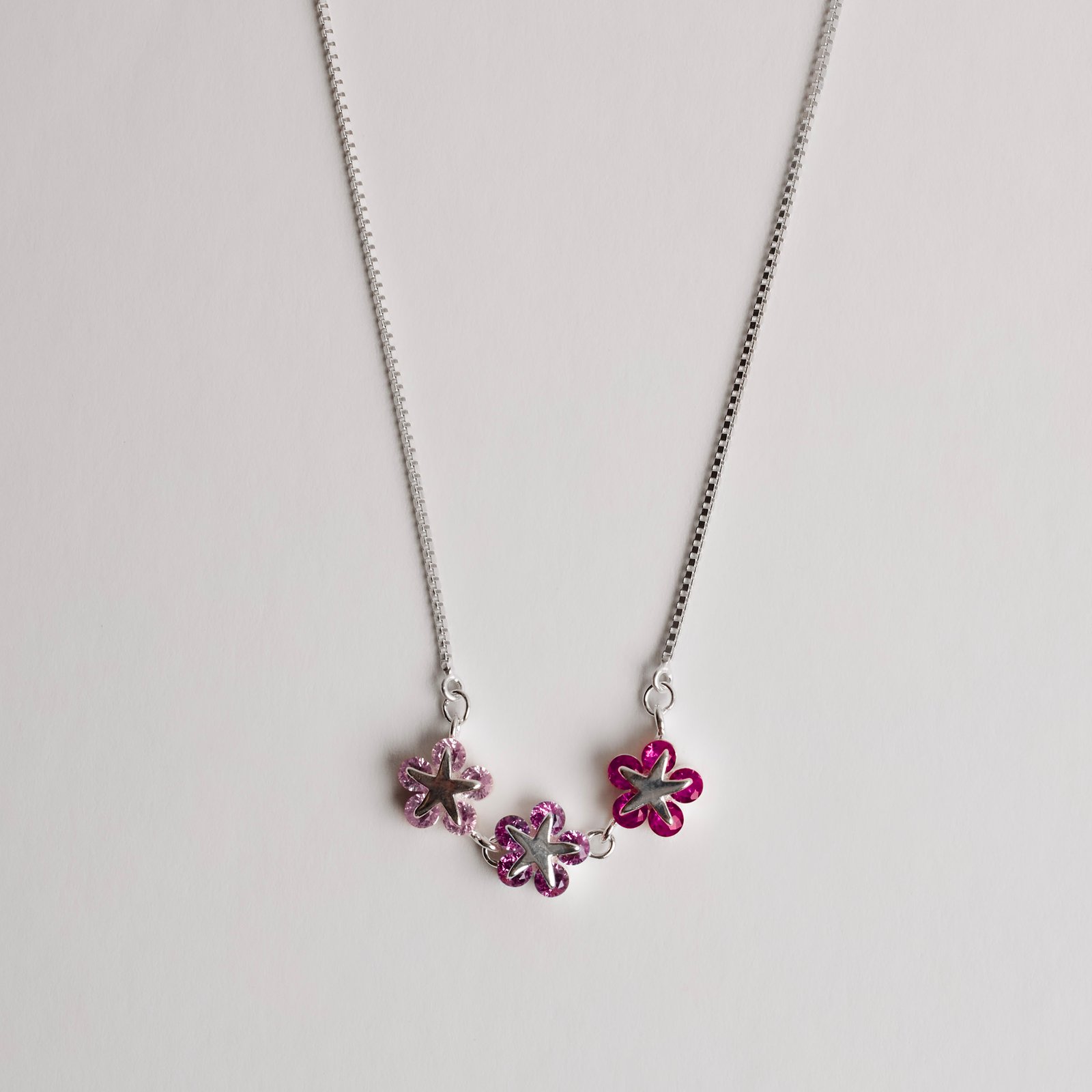 Colar entremeio estrelas cravejadas rosa 25mm v15 40+5cm