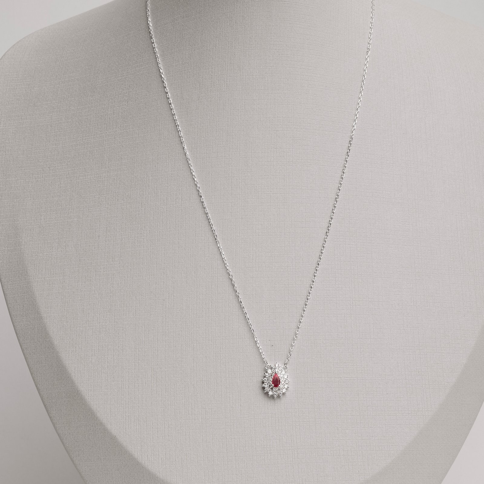 Colar entremeio zircônia gota rosa com cravejado 13mm 40+5cm