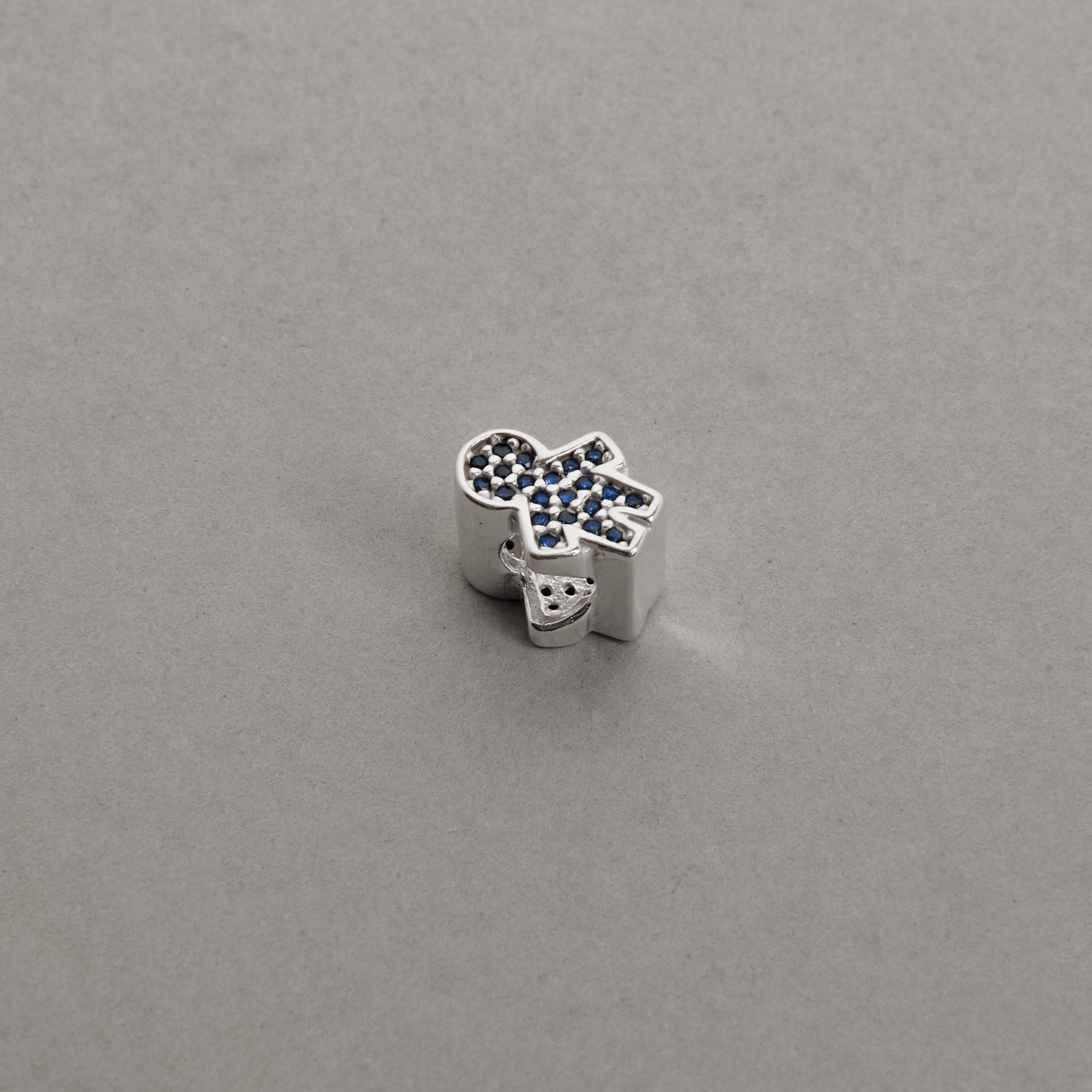 Berloque separador menino cravejado azul 10mm