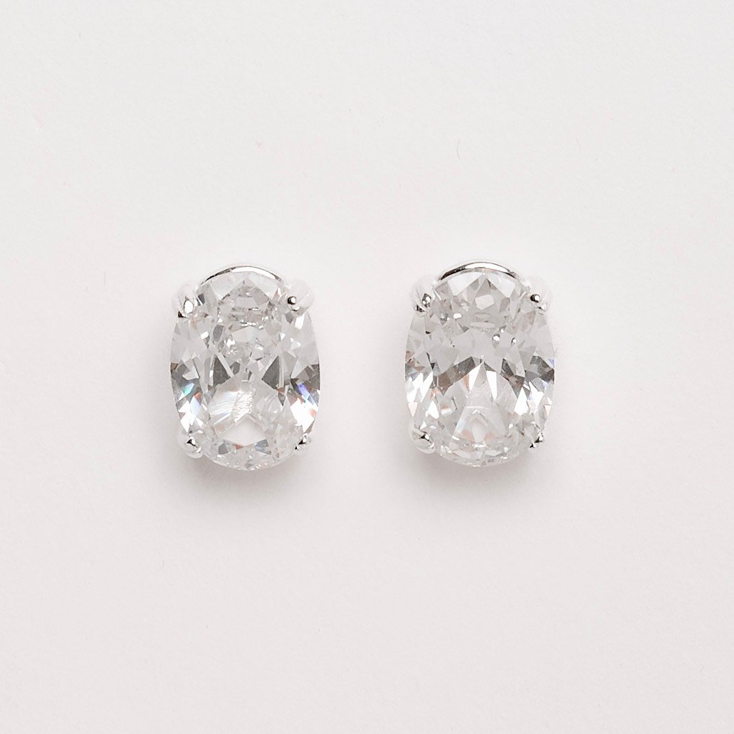 Brinco zircônia oval 14x10mm