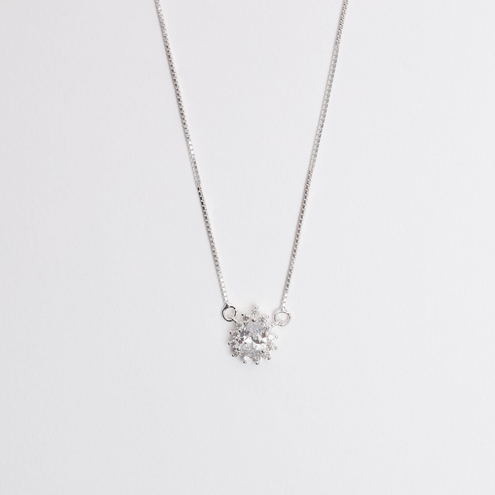 Colar zircônia gota com cravejado 11mm v15 45cm