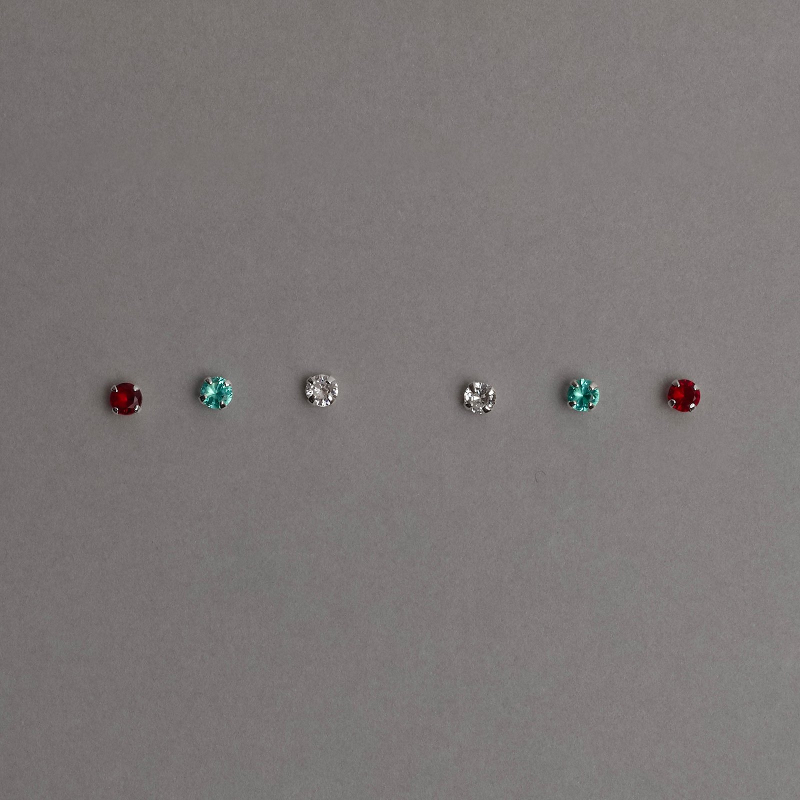 Trio zircônias 3mm cristal, turmalina e rubi