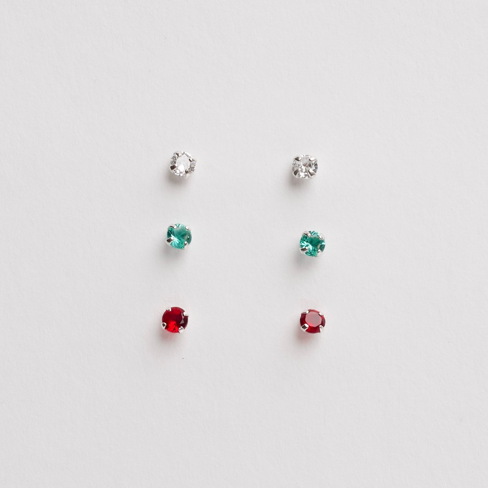 Trio zircônias 3mm cristal, turmalina e rubi