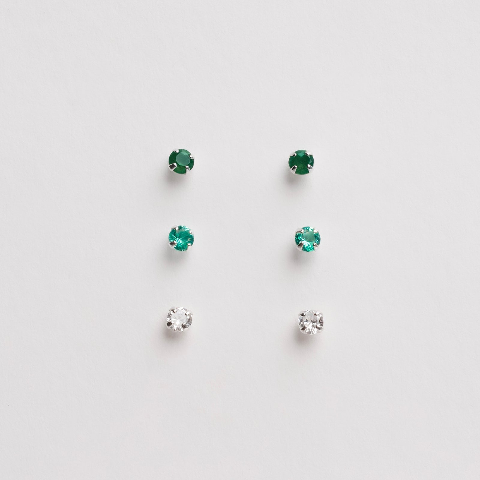 Trio zircônias 3mm cristal, turmalina e esmeralda