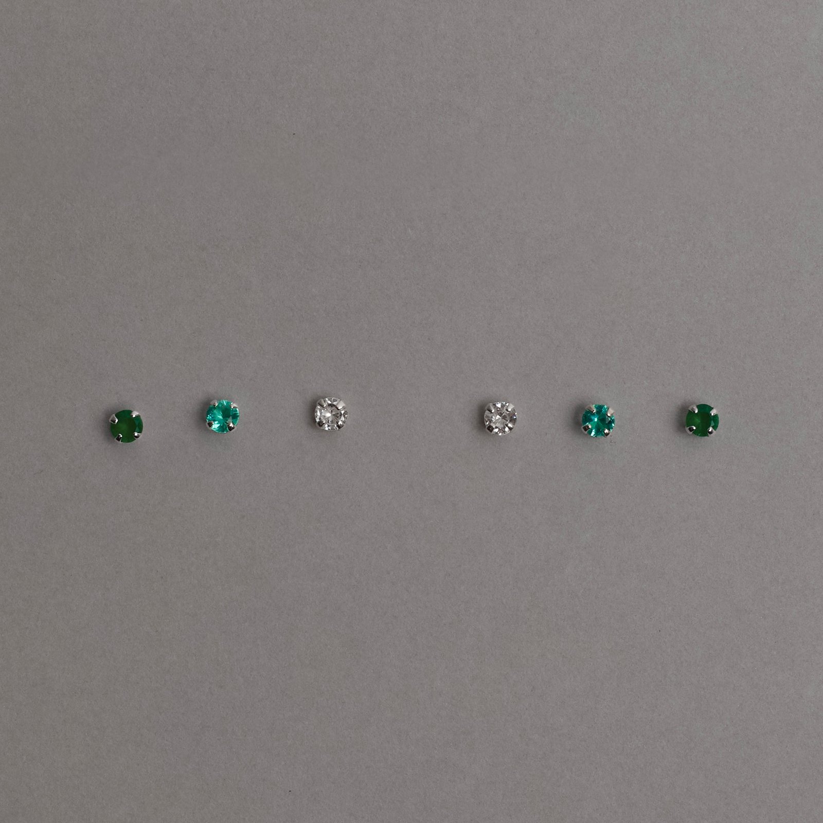 Trio zircônias 3mm cristal, turmalina e esmeralda
