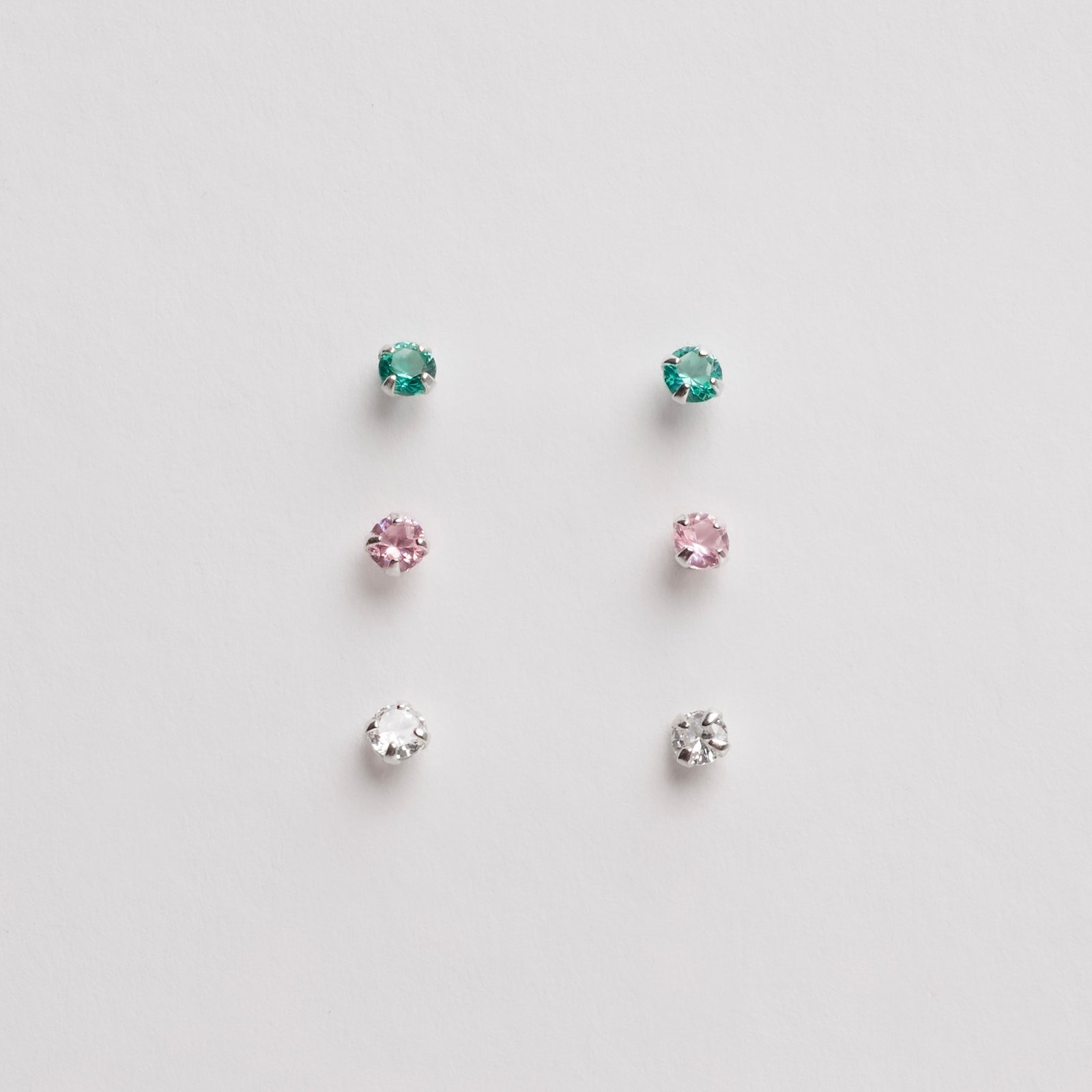 Trio zircônias 3mm cristal, rosa e turmalina