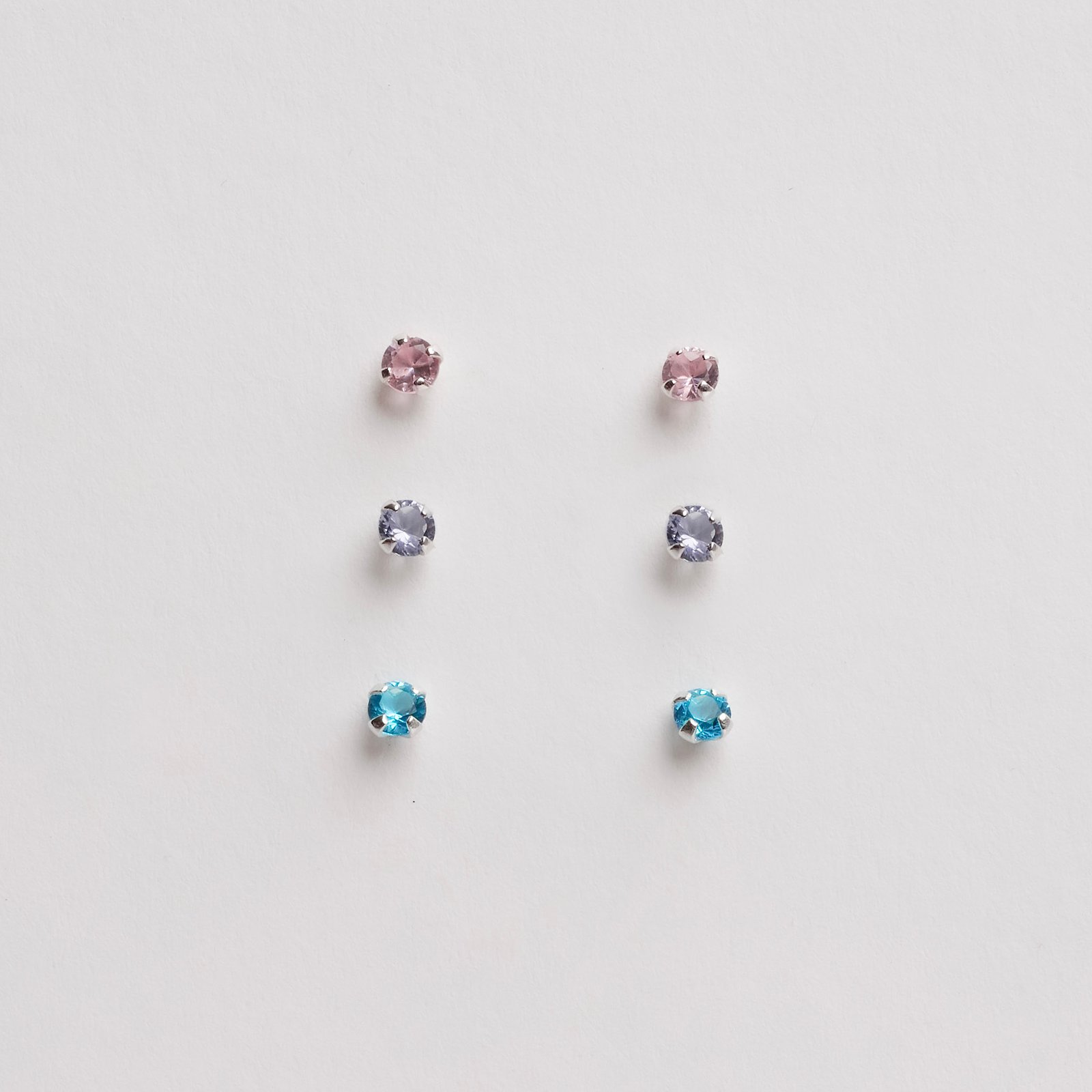 Trio zircônias 3mm rosa, lilás e azul