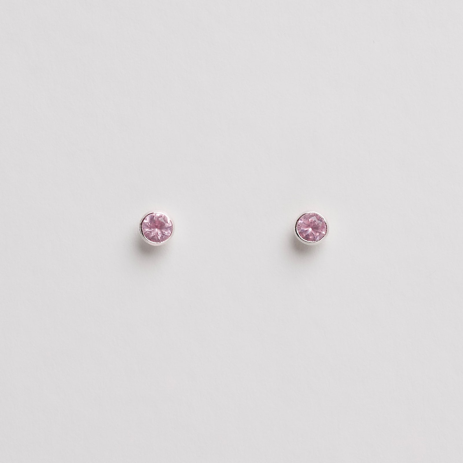 Brinco infantil zircônia rosa claro 3mm tarraxa baby - CI