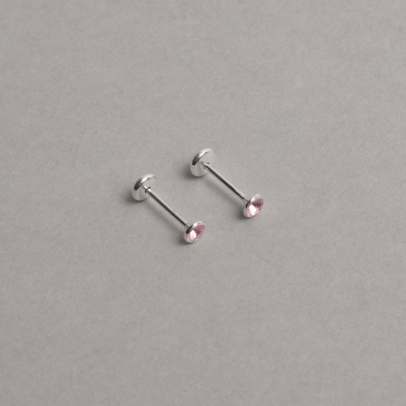 Brinco infantil zircônia rosa claro 3mm tarraxa baby - CI