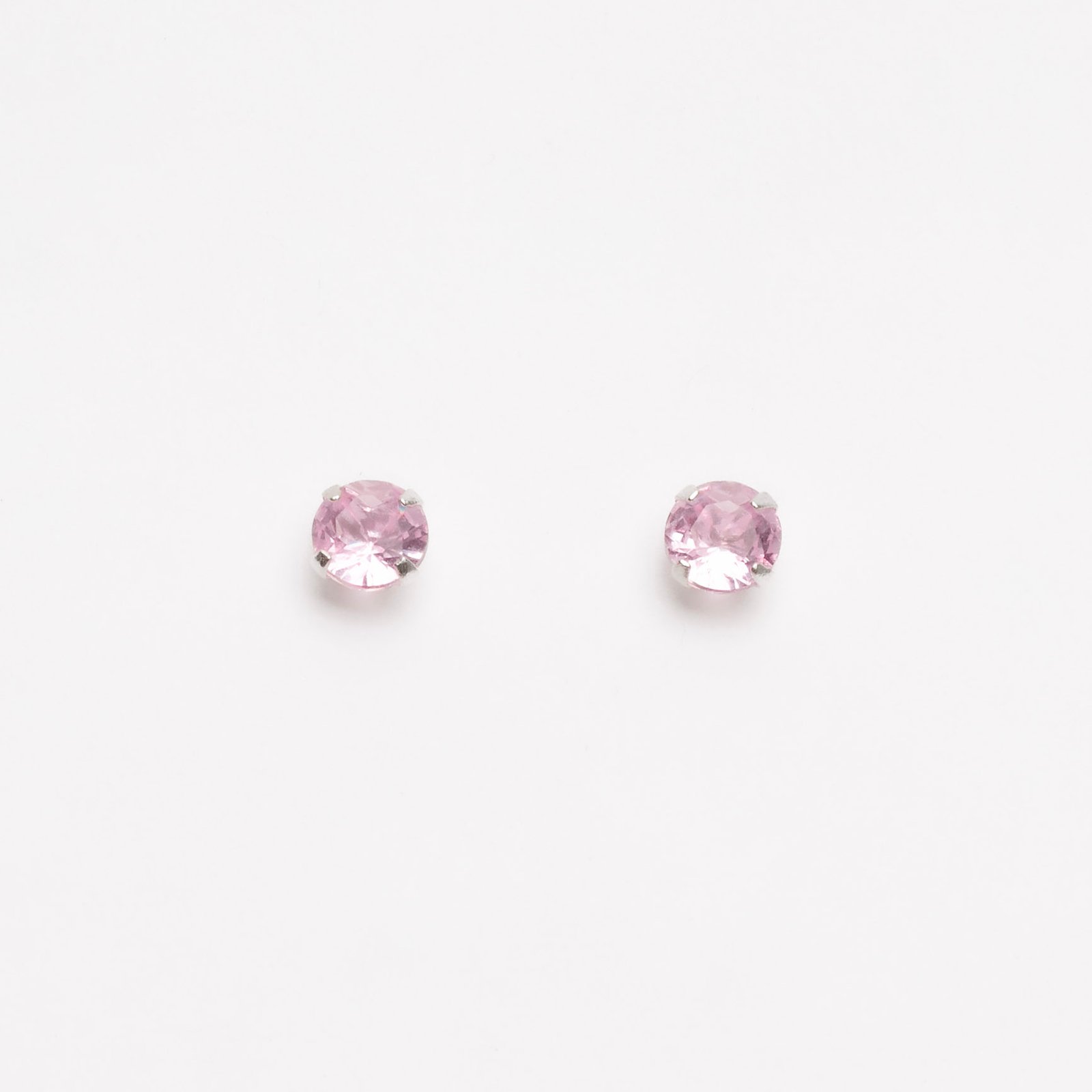 Brinco zircônia redonda rosa 5mm