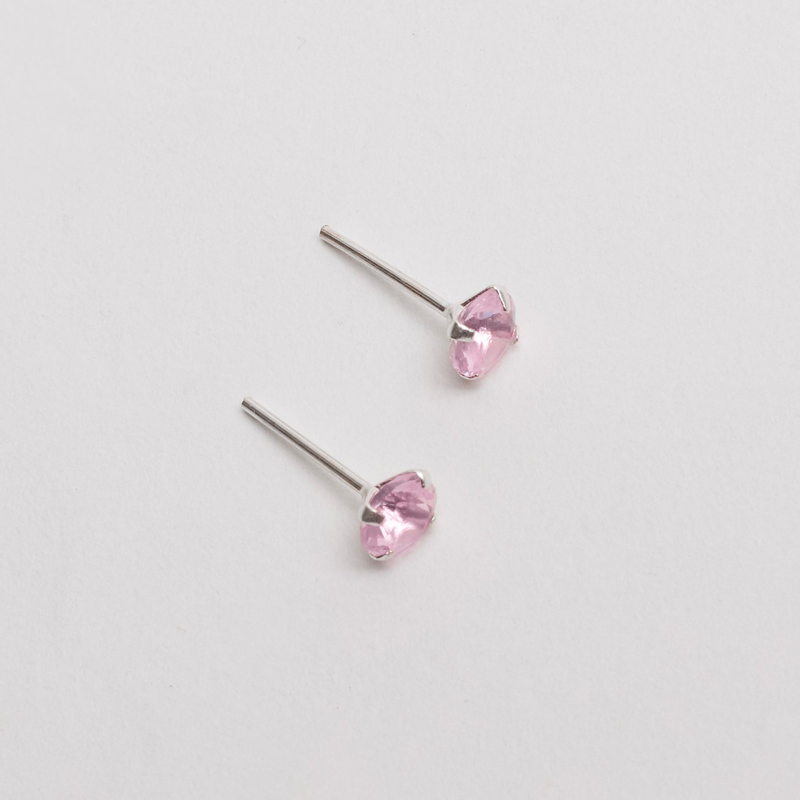 Brinco zircônia redonda rosa 5mm