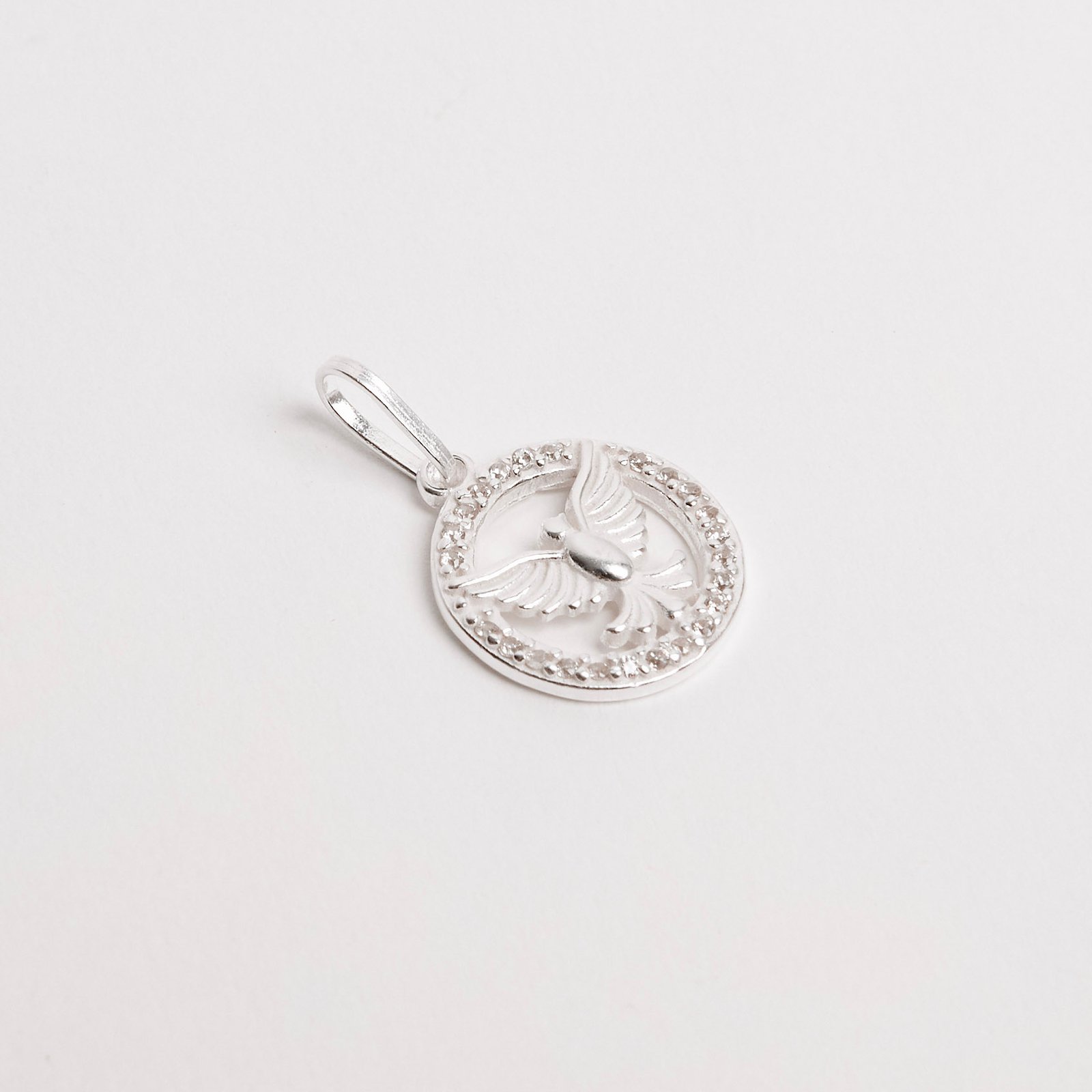 Pingente medalha vazada Espírito Santo cravejado 13mm
