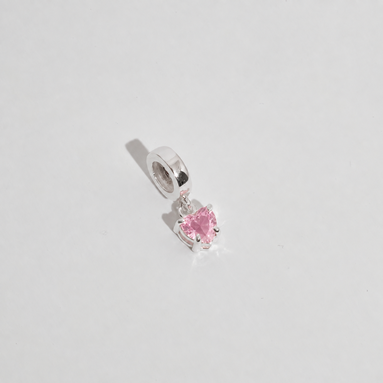 Berloque pingente zircônia coração rosa 5mm