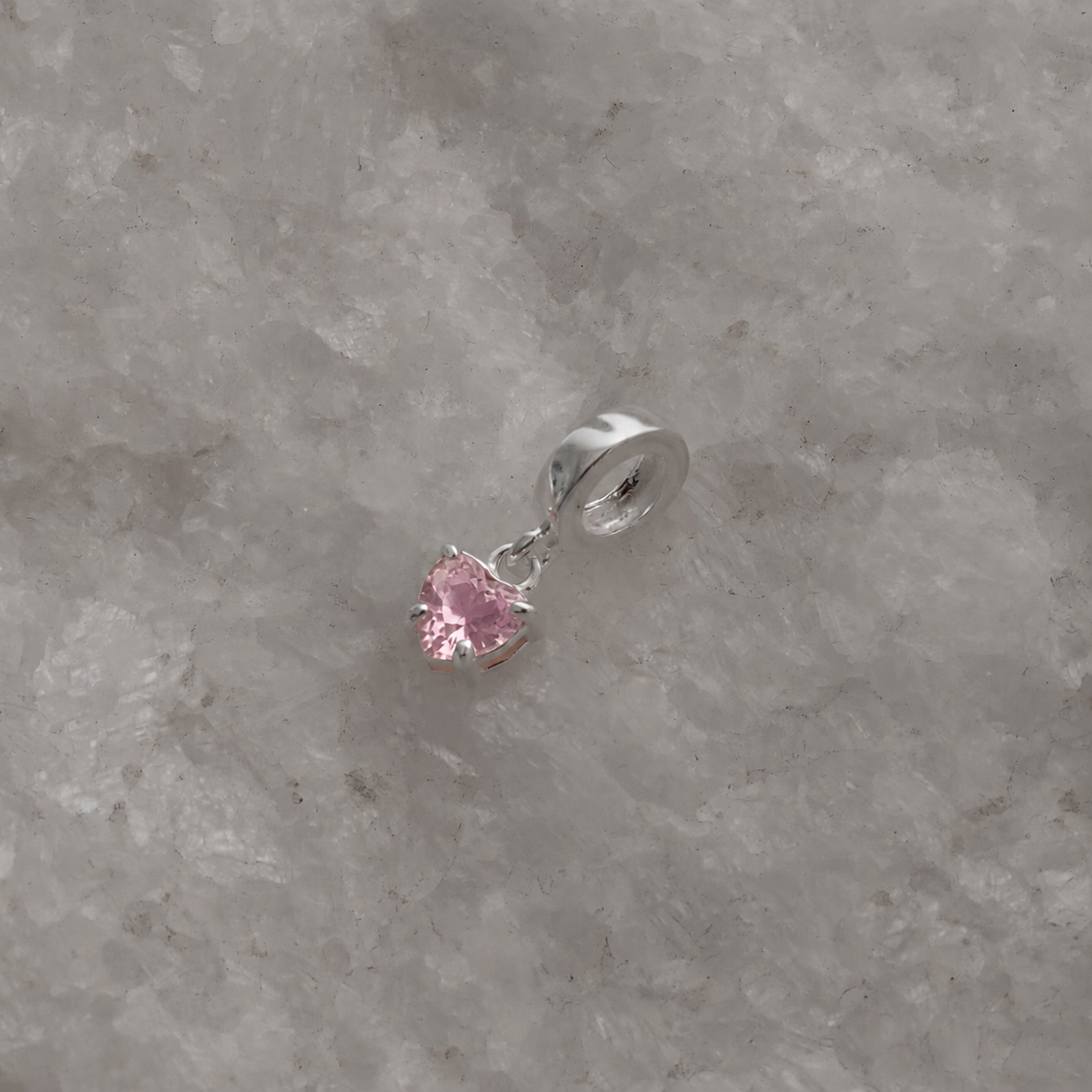 Berloque pingente zircônia coração rosa 5mm