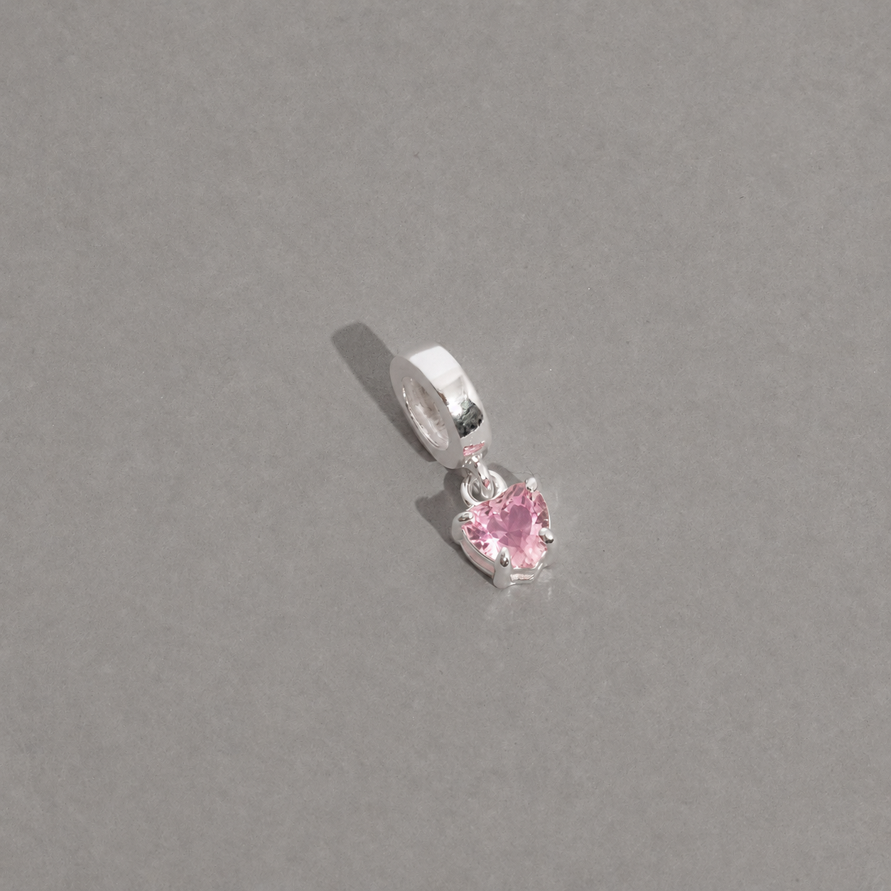 Berloque pingente zircônia coração rosa 5mm