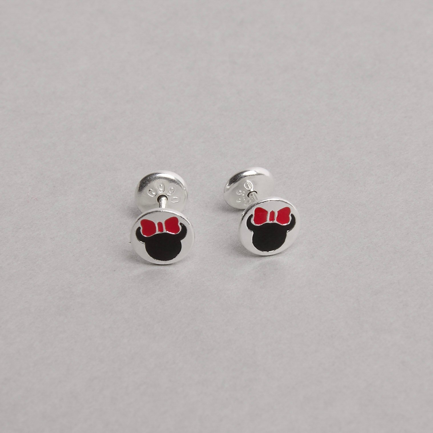 Brinco infantil medalha minnie resina 6mm tarraxa baby