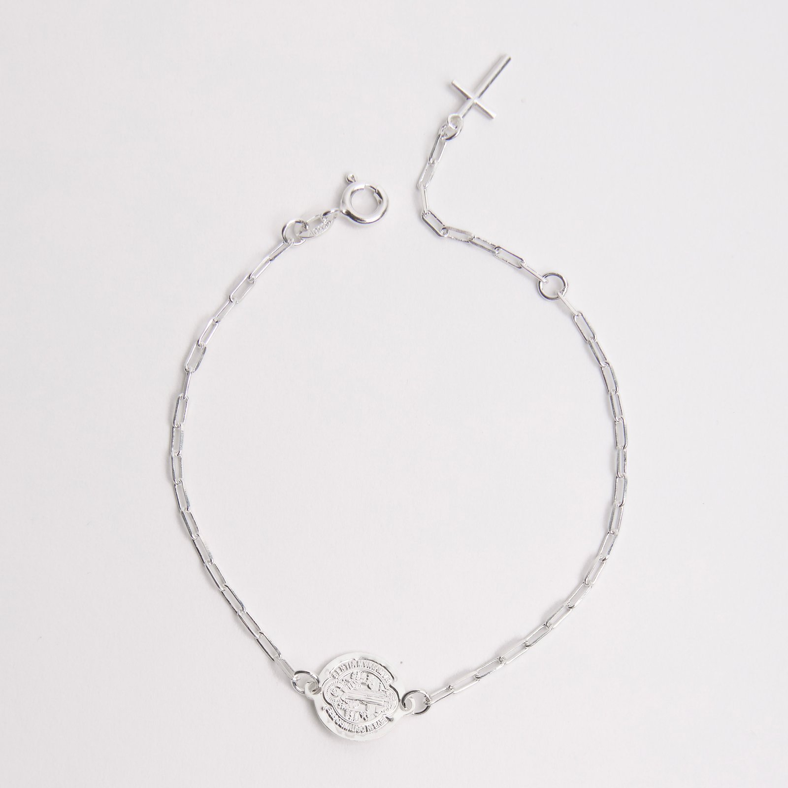 Pulseira entremeio São Bento 12mm com cruz corrente cartier 20cm