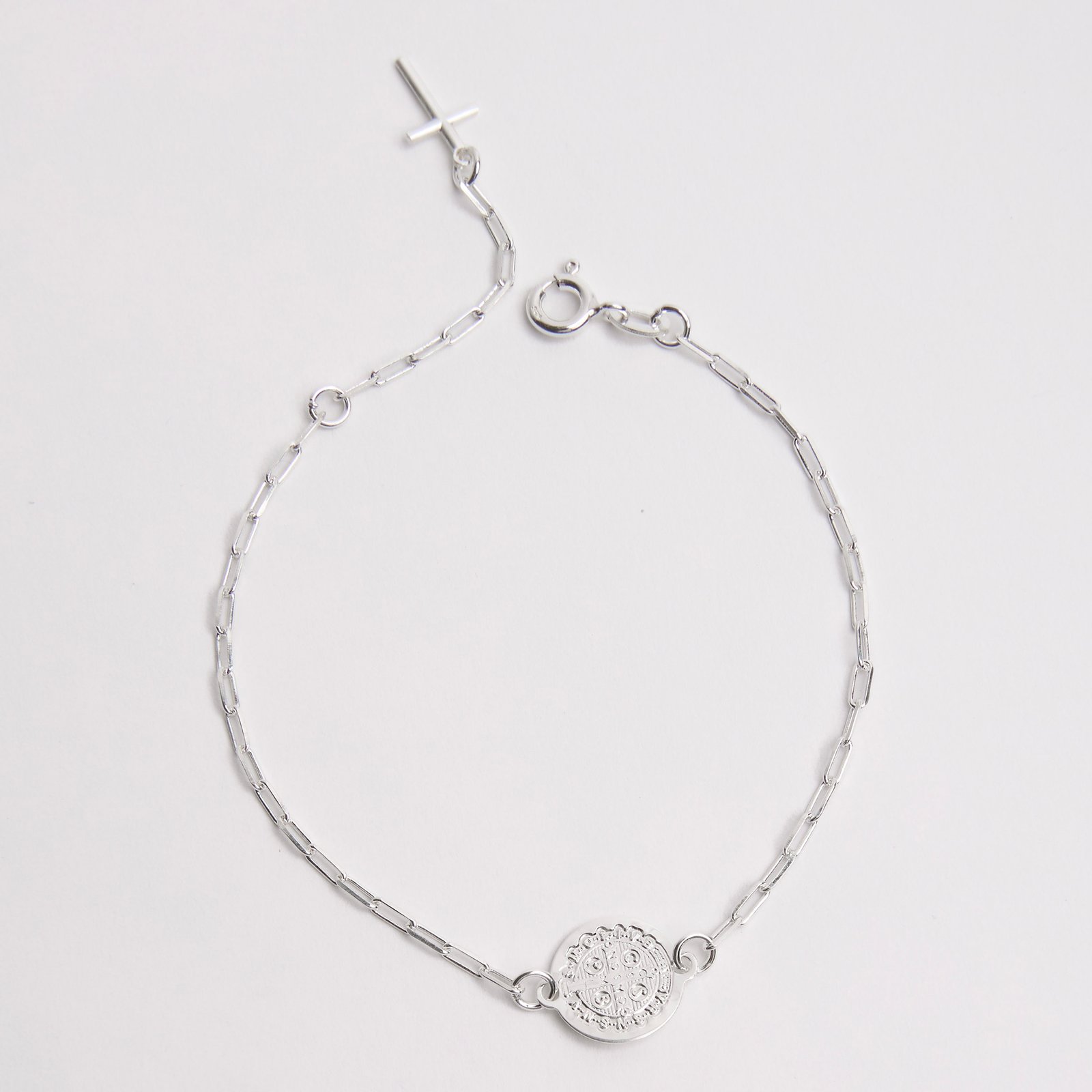 Pulseira entremeio São Bento 12mm com cruz corrente cartier 20cm