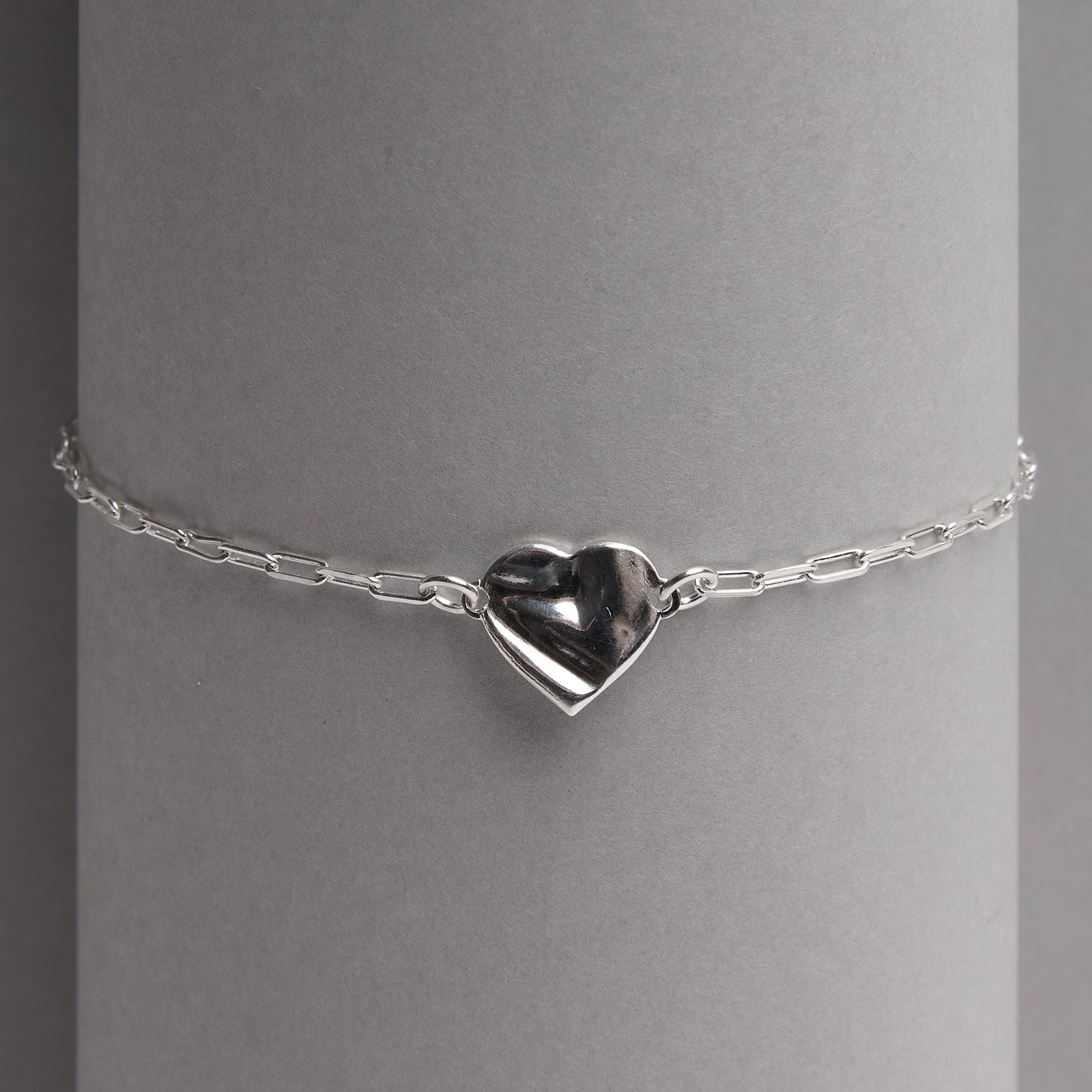 Pulseira entremeio coração ondulado 10mm 16+3cm