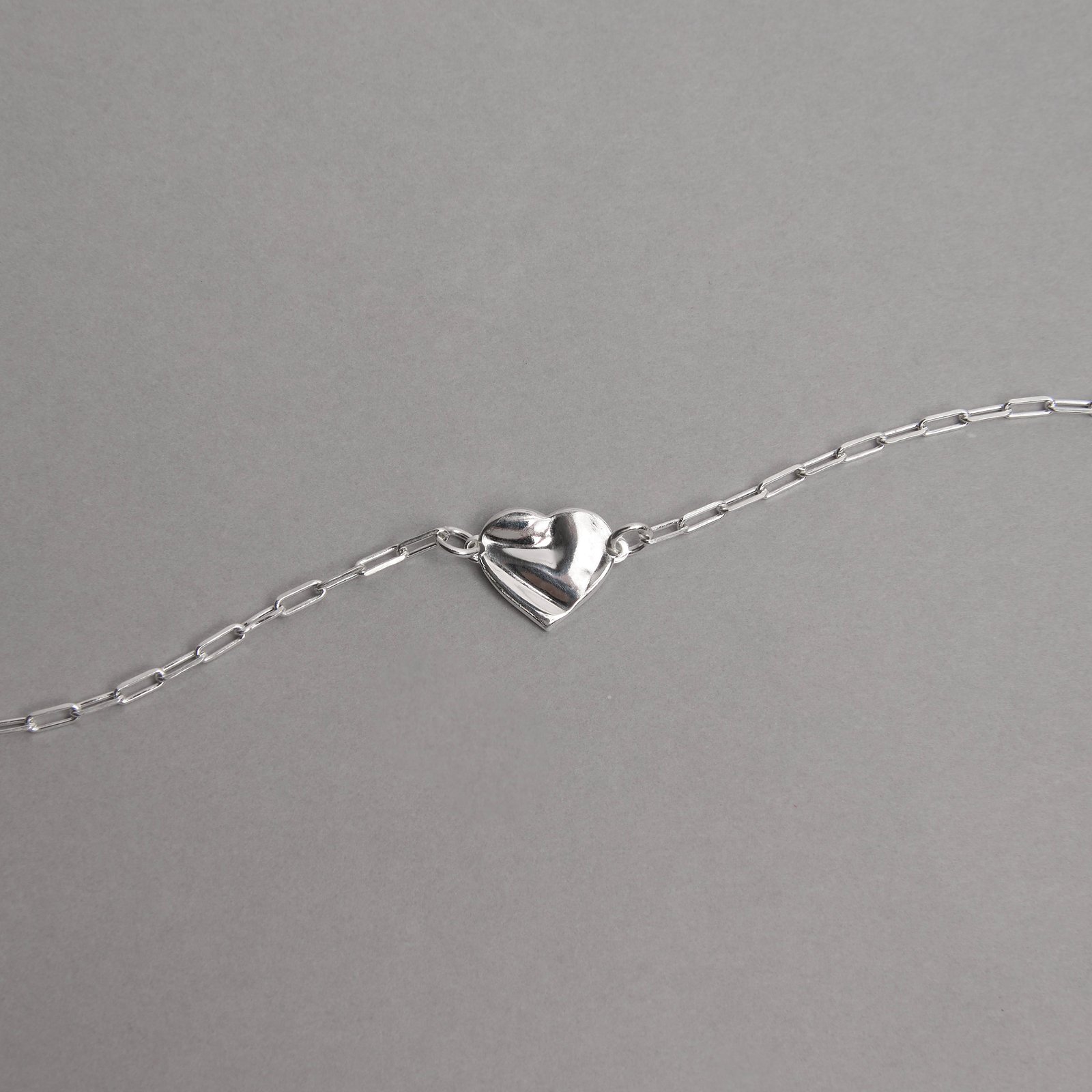 Pulseira entremeio coração ondulado 10mm 16+3cm