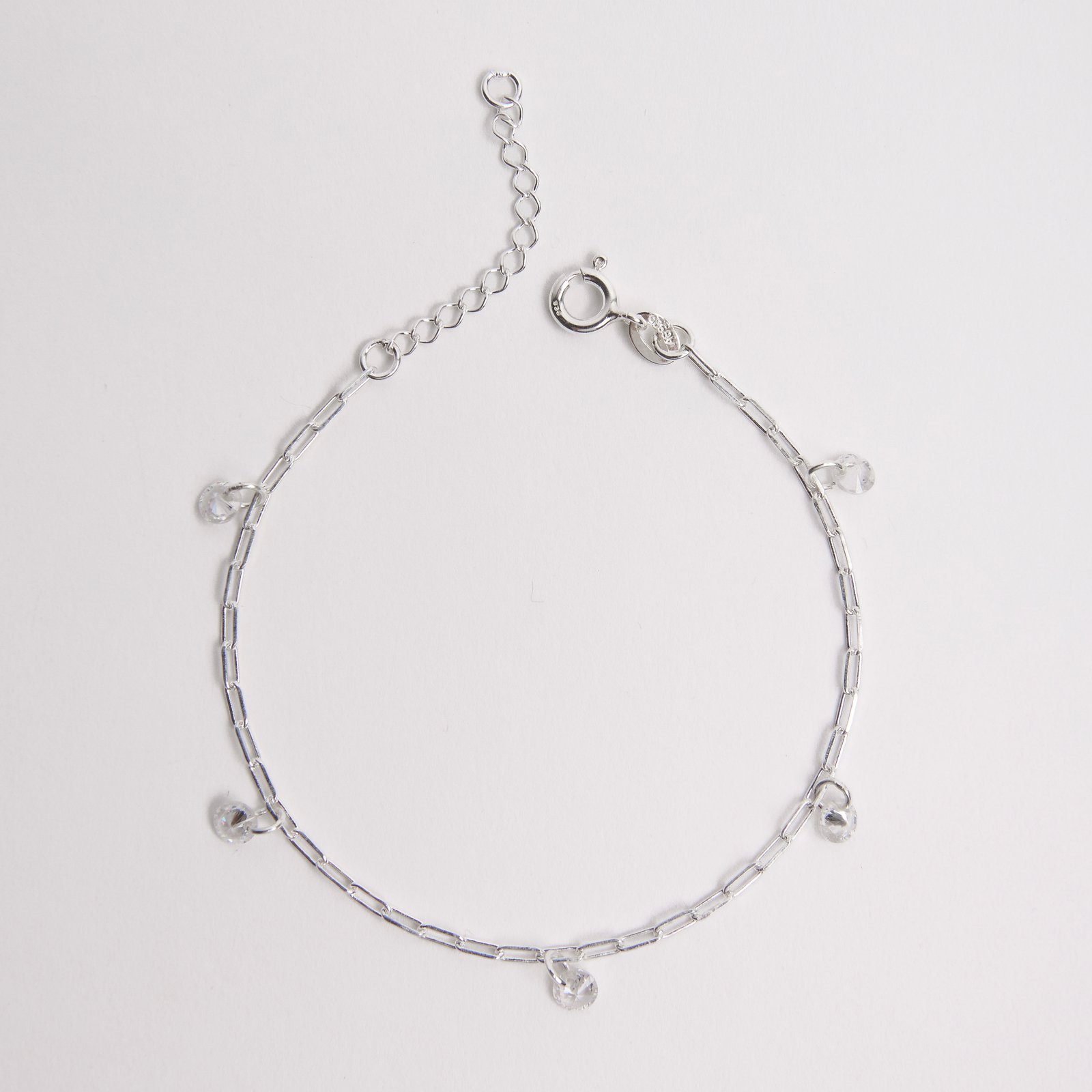 Pulseira pingentes zircônias 4mm corrente cartier 16+3cm