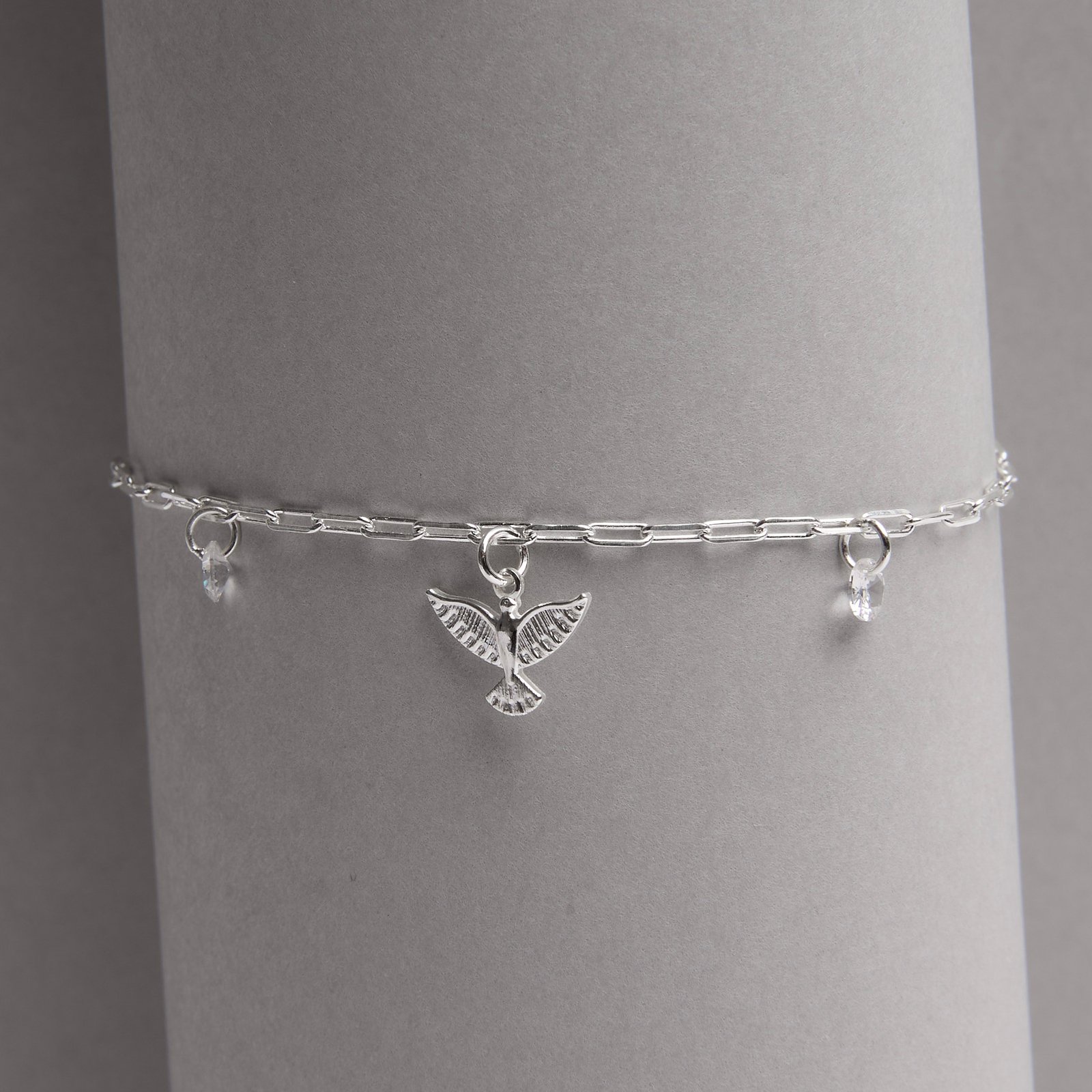 Pulseira pingentes Espírito Santo 12mm e zircônias 16+3cm