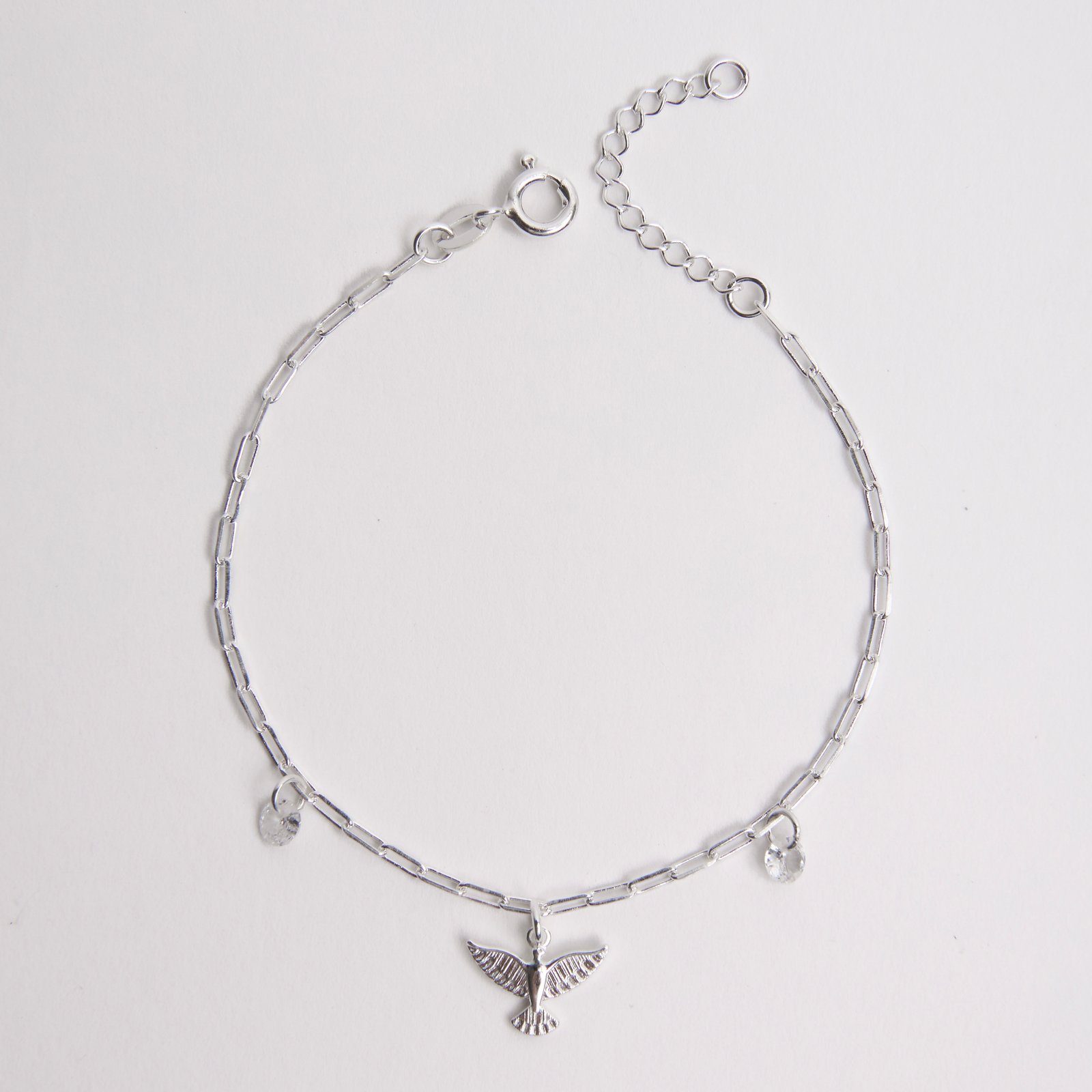 Pulseira pingentes Espírito Santo 12mm e zircônias 16+3cm